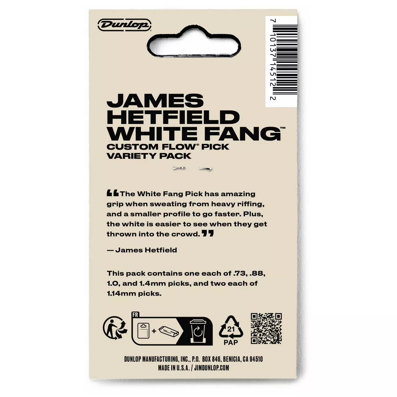 Dunlop Hetfield White Fang Flow Pick 0,73 Player's Pack 6 Stück 1