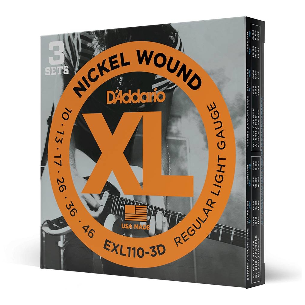 D’Addario - D’Addario EXL110-3D - XL Electric Nickel Wound 3er Pack 010-046 - 3
