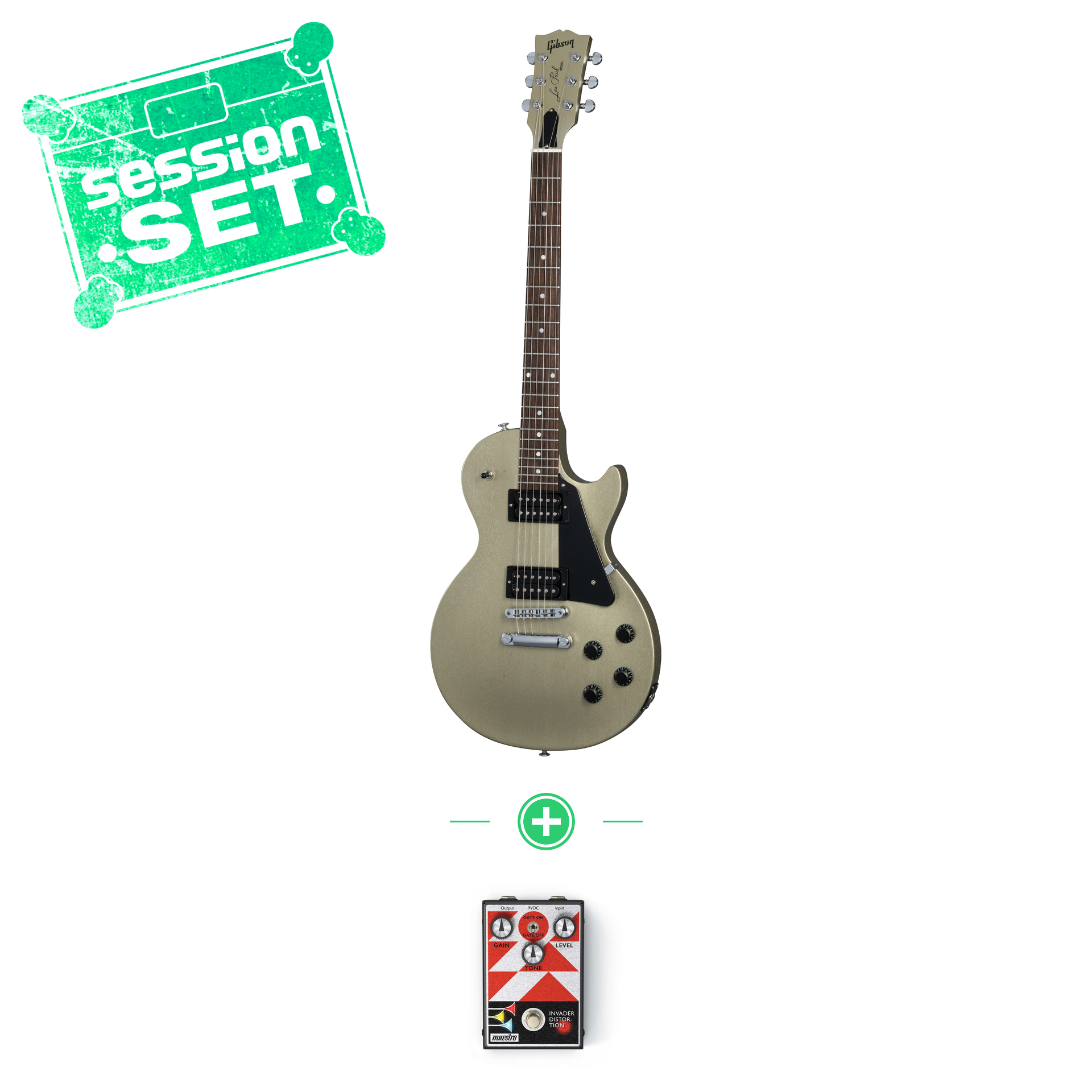 Gibson Les Paul Modern Lite Gold Mist Satin E-Gitarren Set mit Maestro Invader Pedal
