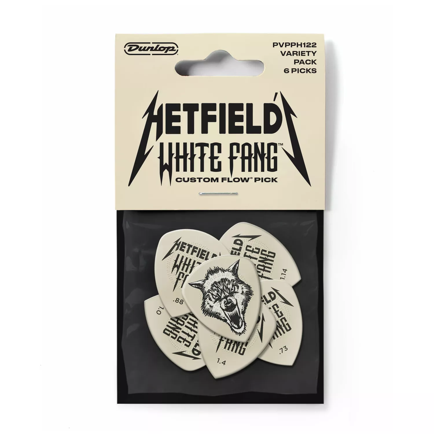 Dunlop Hetfield White Fang Flow Pick 0,73 Player's Pack 6 Stück