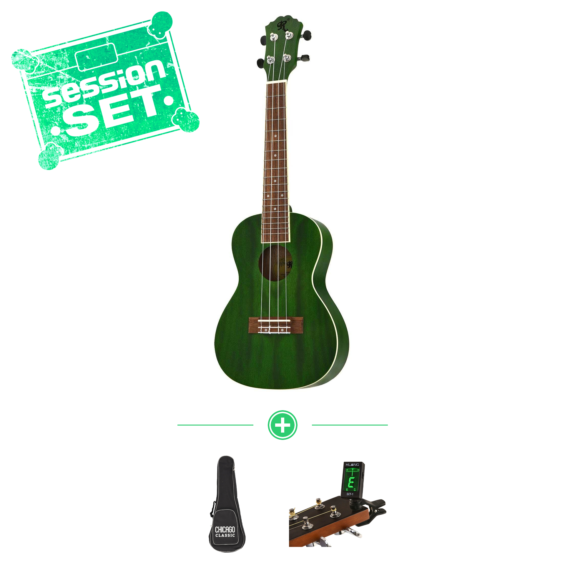 redwood concert ukulele candy sweet pickle - session set - inkl bag clip-tuner 70000993-1