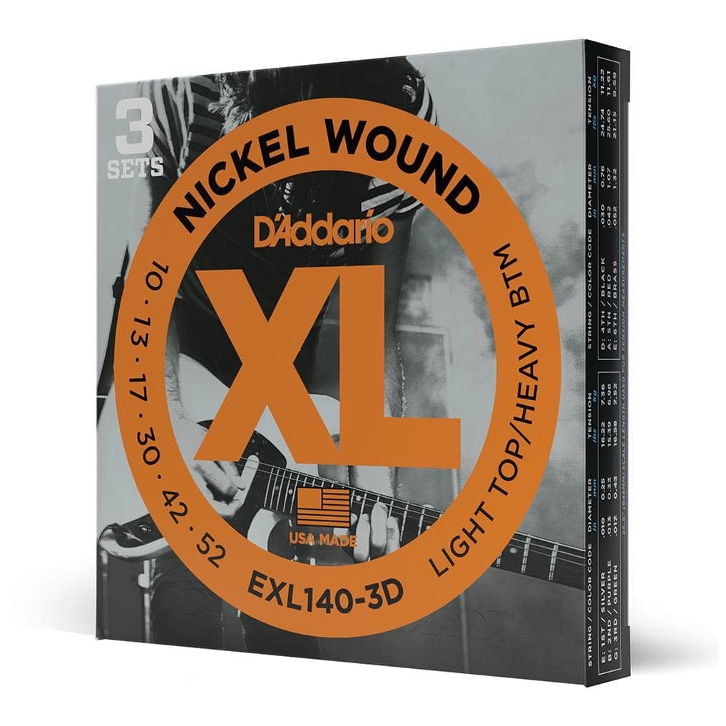 D’Addario - D’Addario EXL140-3D - XL Electric Nickel Wound 3er Pack 010-052 - 3