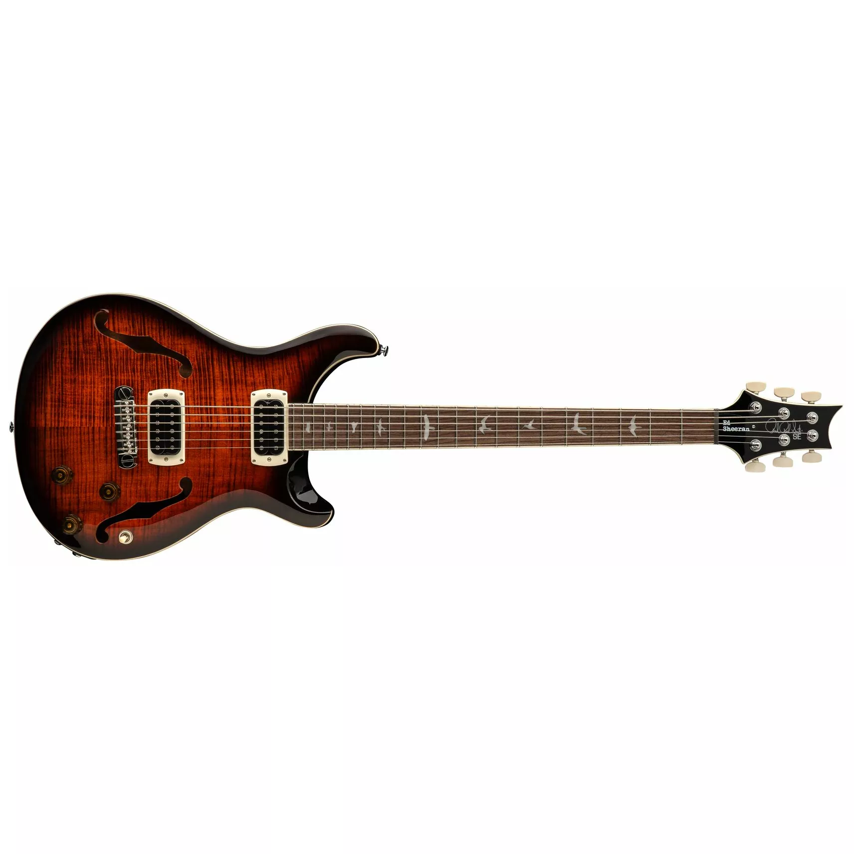 PRS SE Ed Sheeran Flat Back Hollowbody I Baritone Piezo Orange Tiger Smokeburst 1