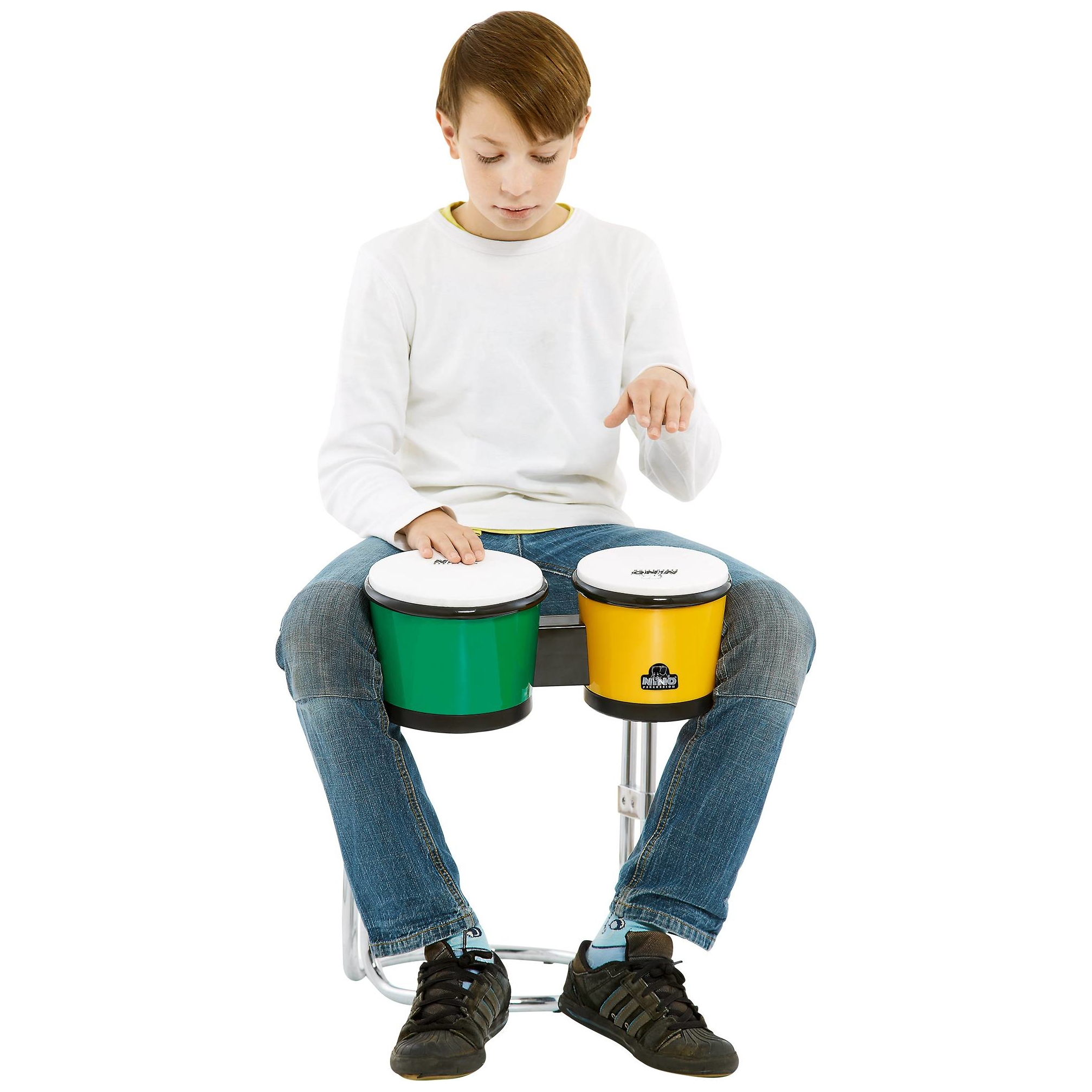Nino Percussion 6 1/2" & 7 1/2" ABS Bongo, Green/Yellow