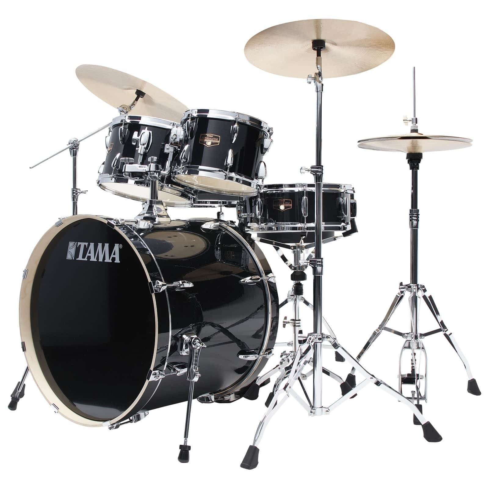 Tama IP52H6W-HBK Imperialstar Drumset 5 pcs. - Hairline Black / Chrom HW + MEINL Cymbals HCS Bronze 6