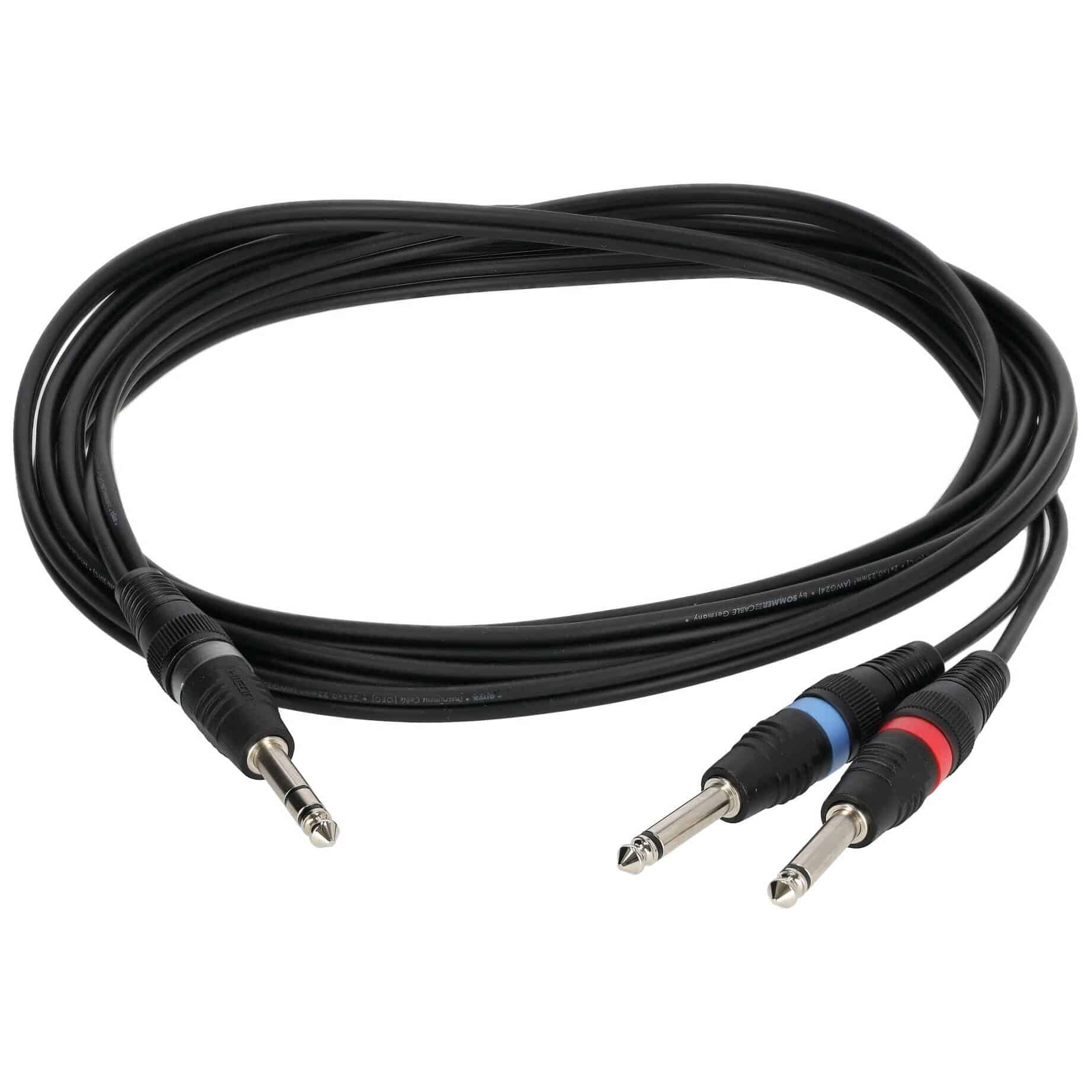 Sommer Cable ONHF-0500-SW SC-Onyx Klinke Stereo Male - 2 x Klinke Mono Male 5 Meter 1