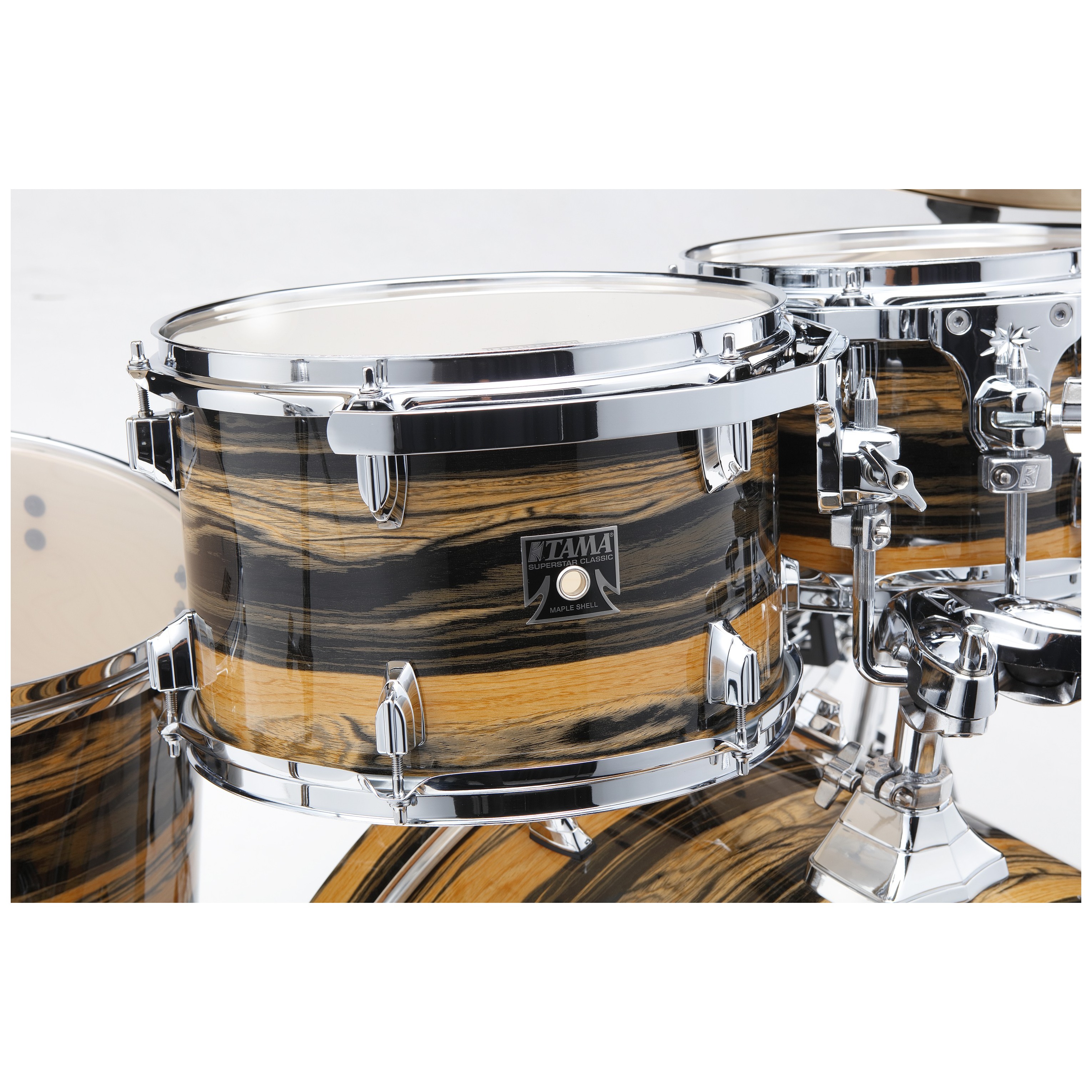 Tama CK52KR-NET Superstar Classic Maple 5 teilig - Natural Ebony Tiger Wrap/Chrom HW + SM5W HW Kit 6