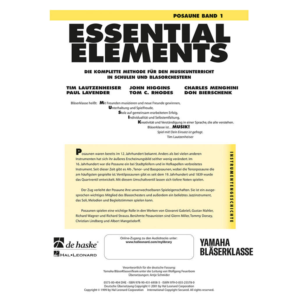De Haske Essential Elements Band 1 - für Posaune (BC) 2