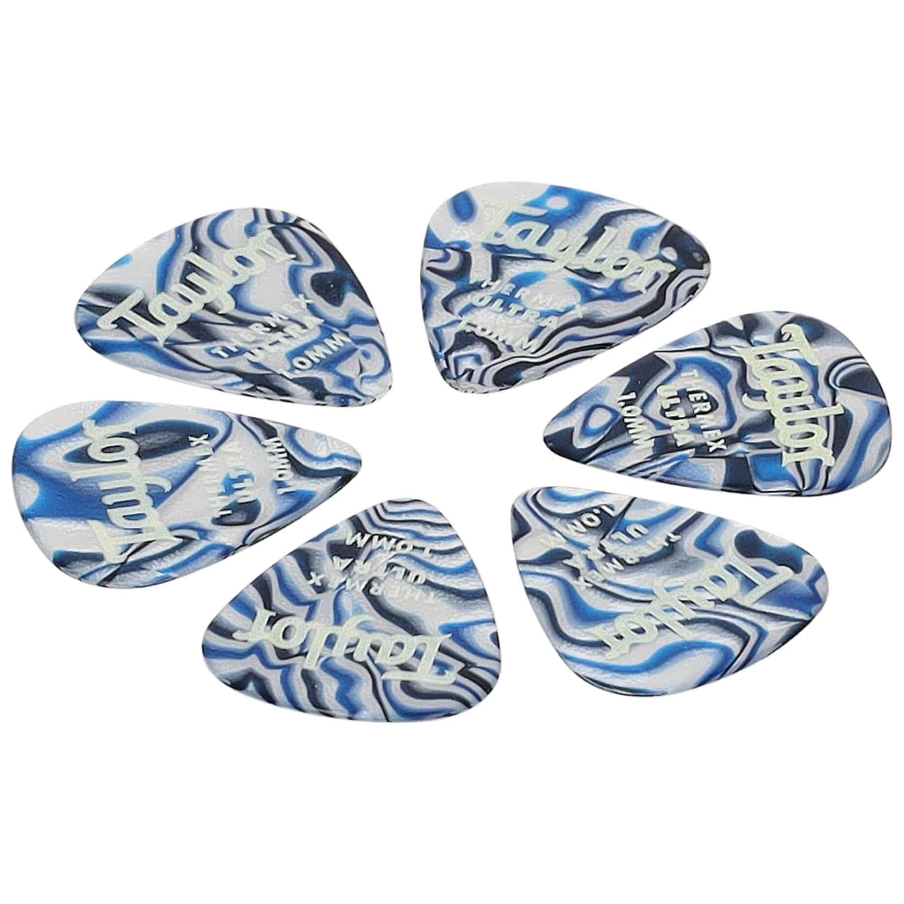 Image of Taylor premium 351 thermex ultra picks blue swirl 1.00 packung mit 6 stück 10009111 0