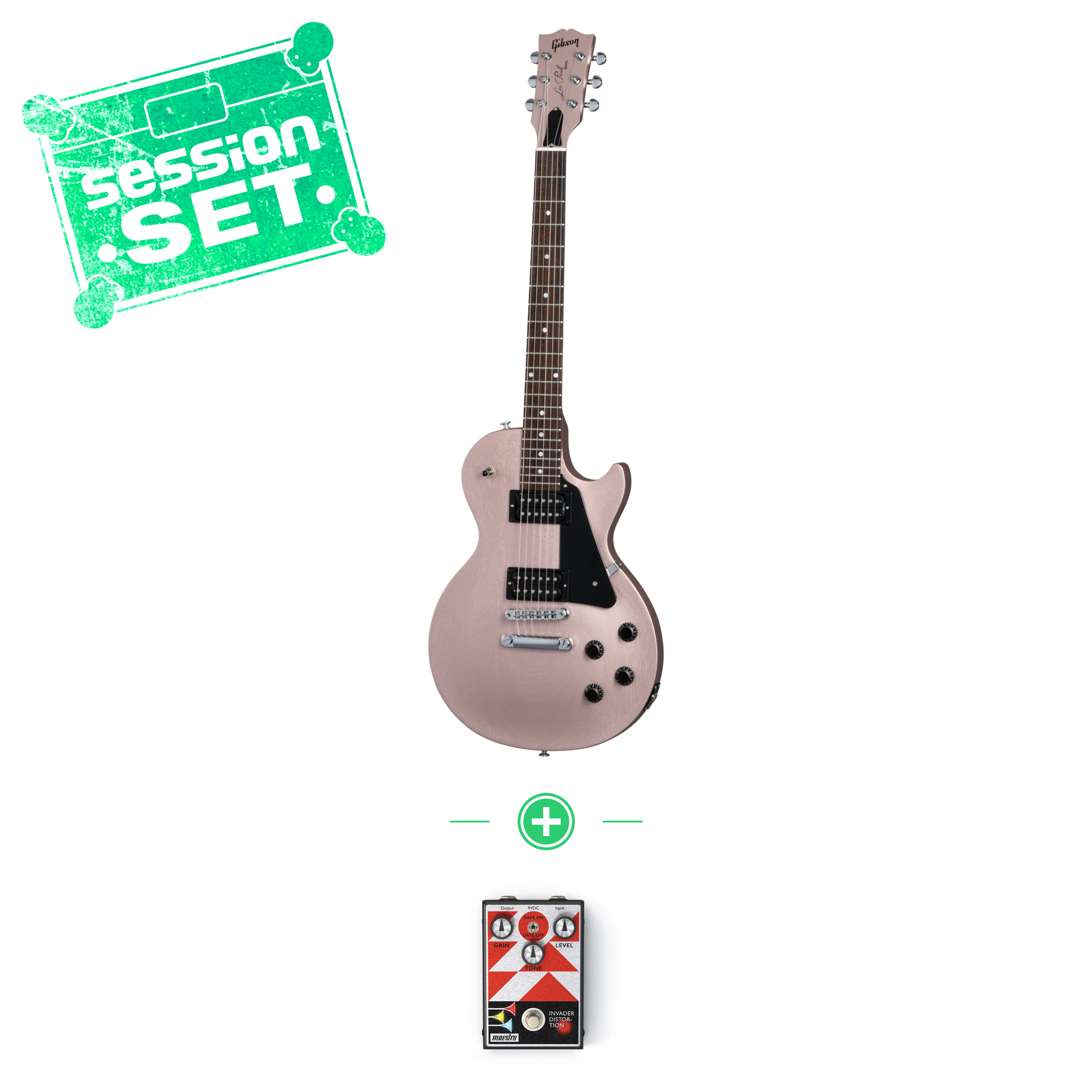 Gibson Les Paul Modern Lite Rose Gold Satin E-Gitarren Set mit Maestro Invader Pedal