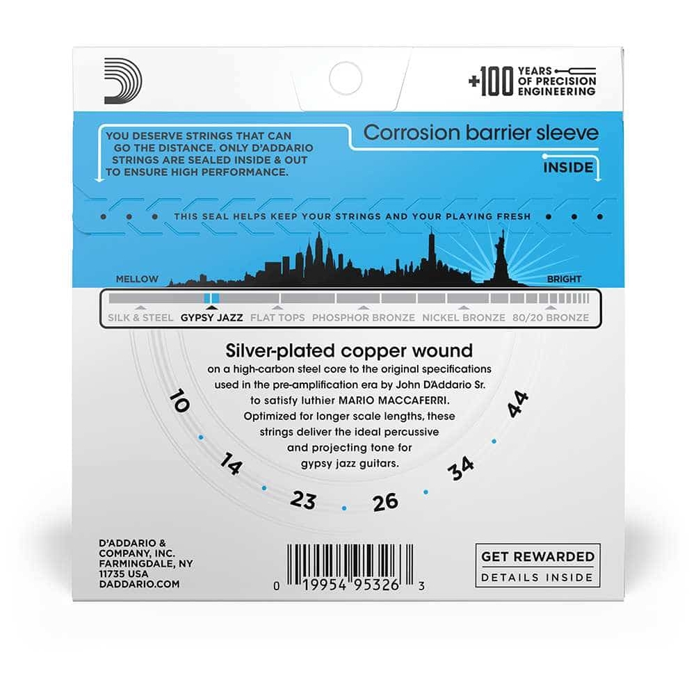 D’Addario - D’Addario EJ83L - Acosutic Gypsy Jazz, Ball End 010-044 - 2