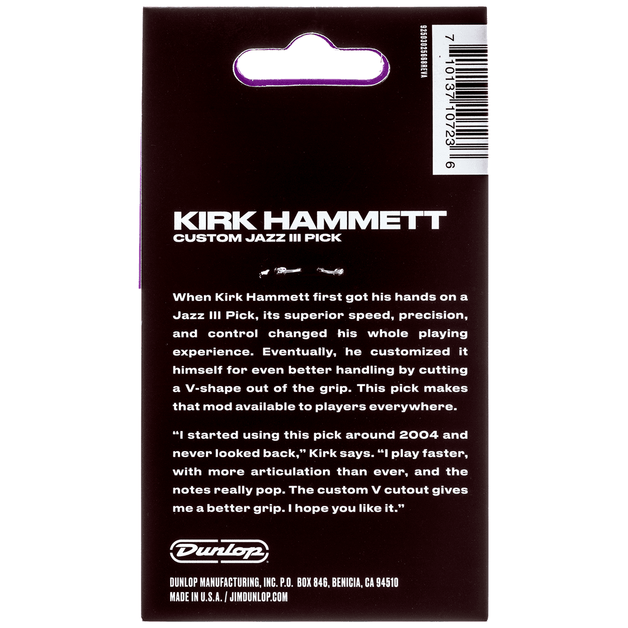Dunlop Kirk Hammett Jazz III Purple Sparkle Player's Pack 6 Stück 1