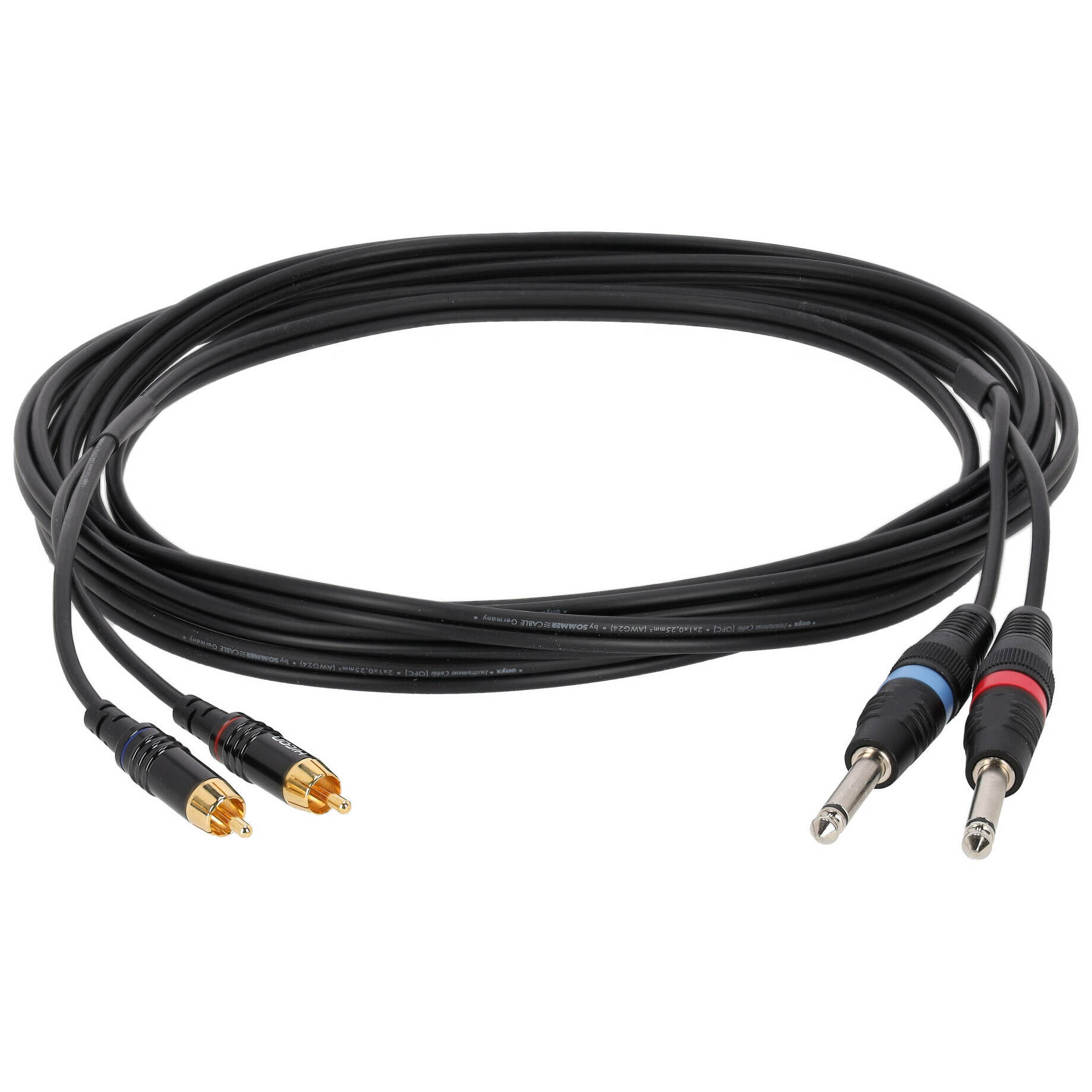 Sommer Cable ONH0-0500-SW SC-Onyx Basic 2 x Klinke Mono Male - 2 x Cinch Male 5 Meter 1