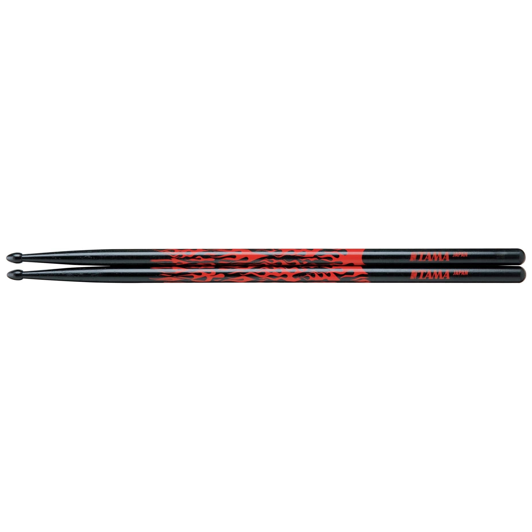 Tama TAMA-O7A-F-BR Rhythmic Fire Drumsticks - 7A-F-BR - Black, Red Pattern