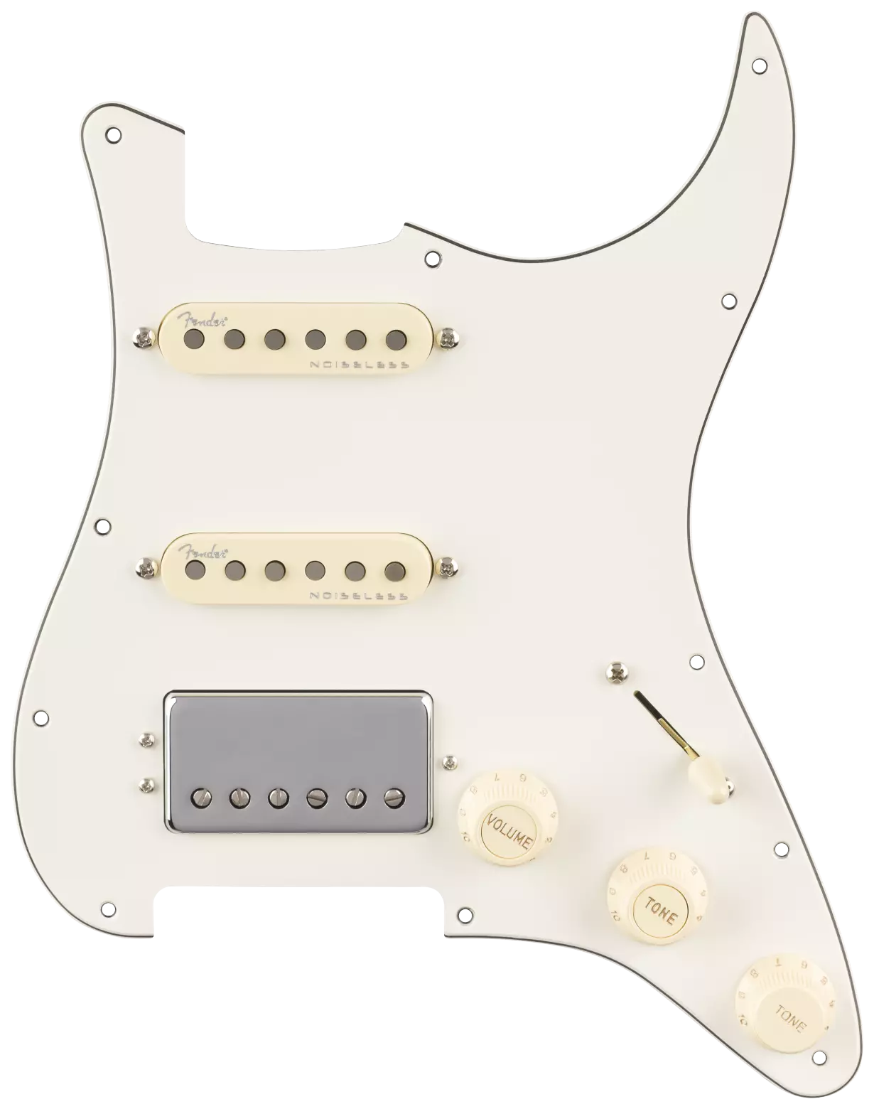 Fender Pre-Wired Strat Pickguard Quadra Tap Ultra Noiseless HSS Parchment