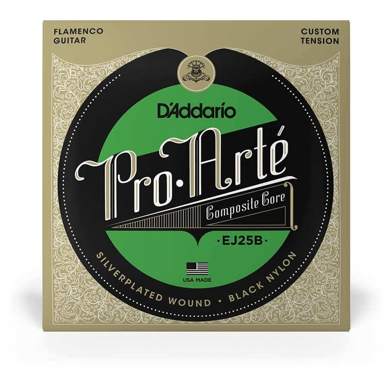 D’Addario EJ25B - ProArté Flamenco Guitar Black Nylon Composite | 028.5-044 - Saiten Konzertgitarre