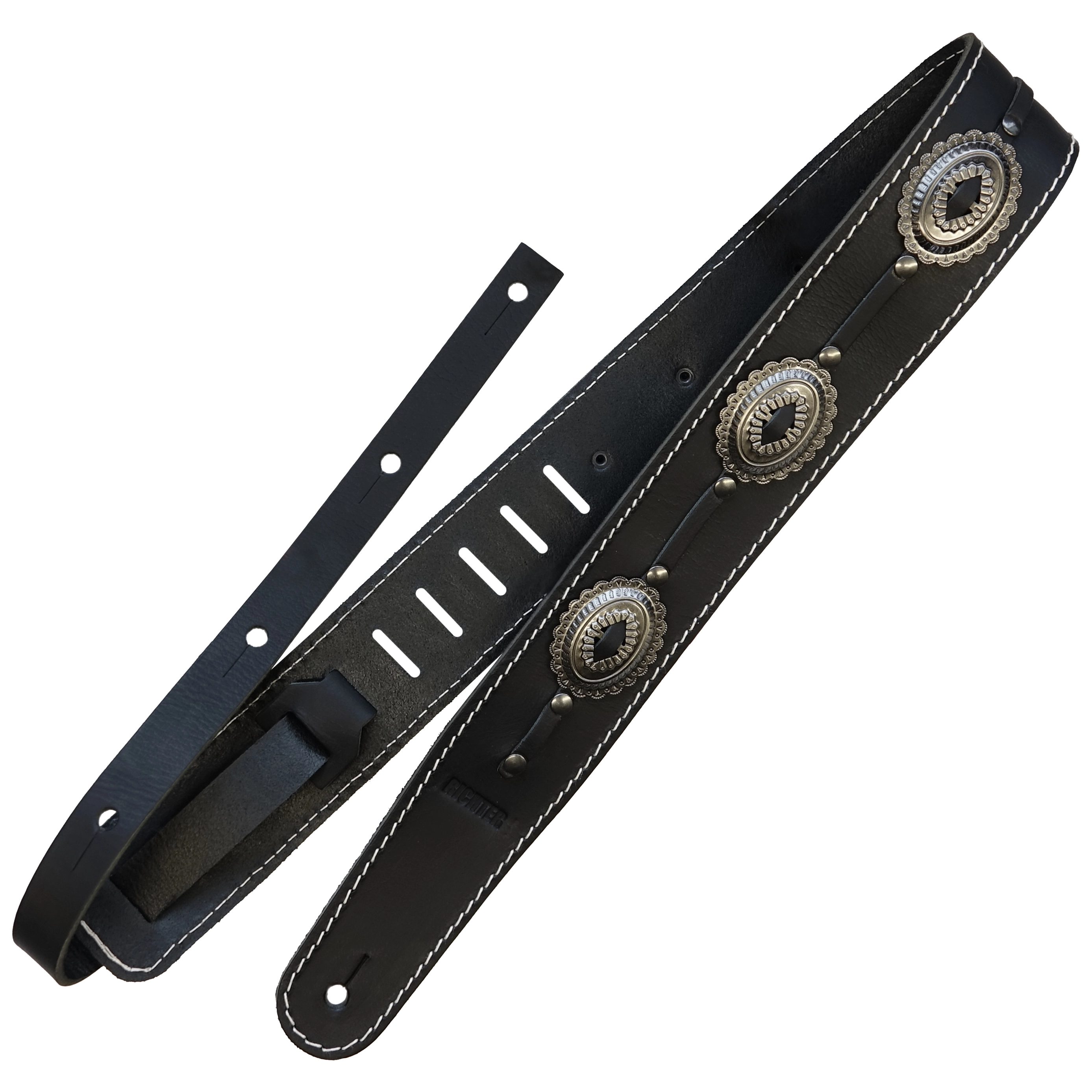 Richter Raw II Concho Gitarrengurt Black / Old Silver