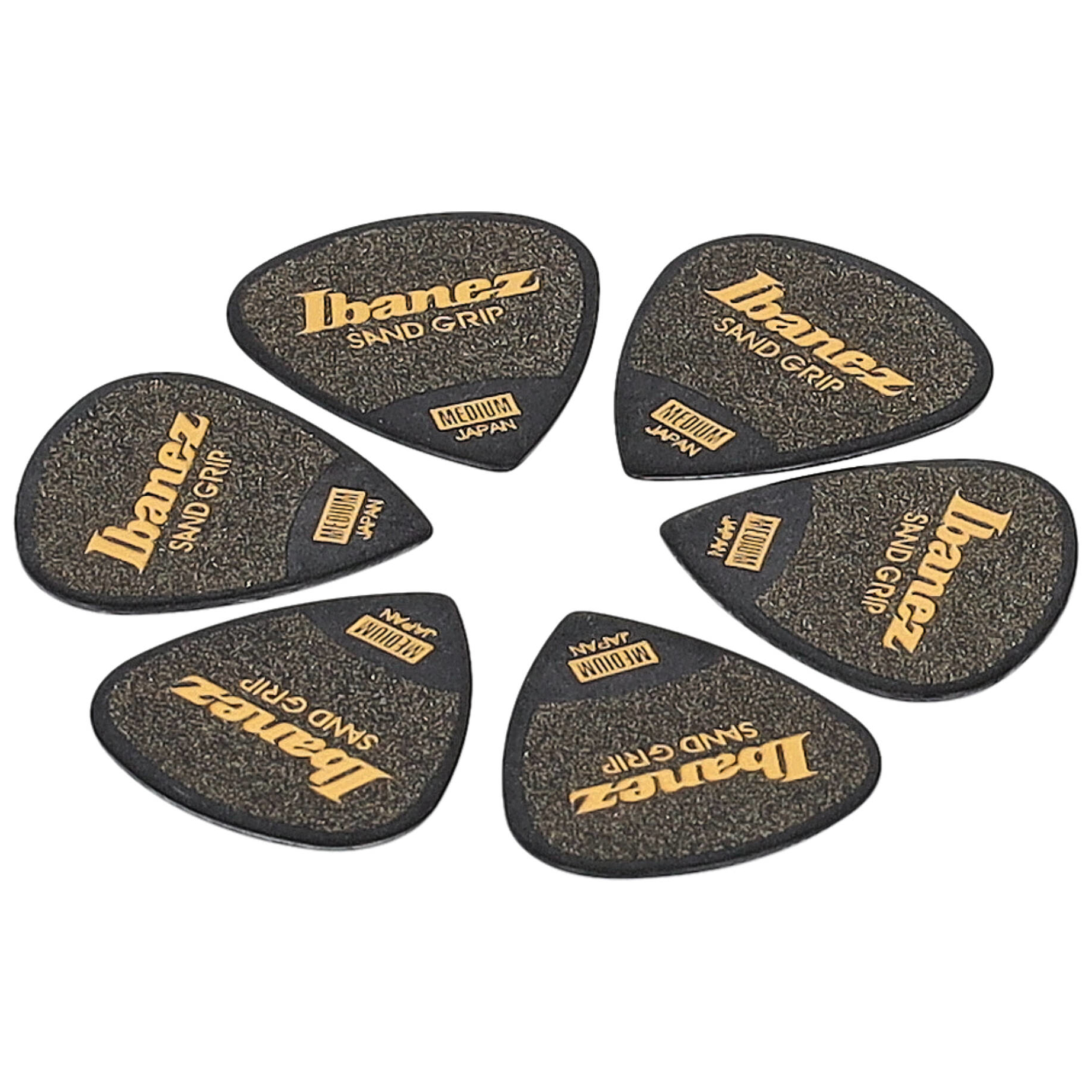 Ibanez - Ibanez PPA16MSG-BK Plektren 0,8mm Sand Grip 6 Stück Medium Black