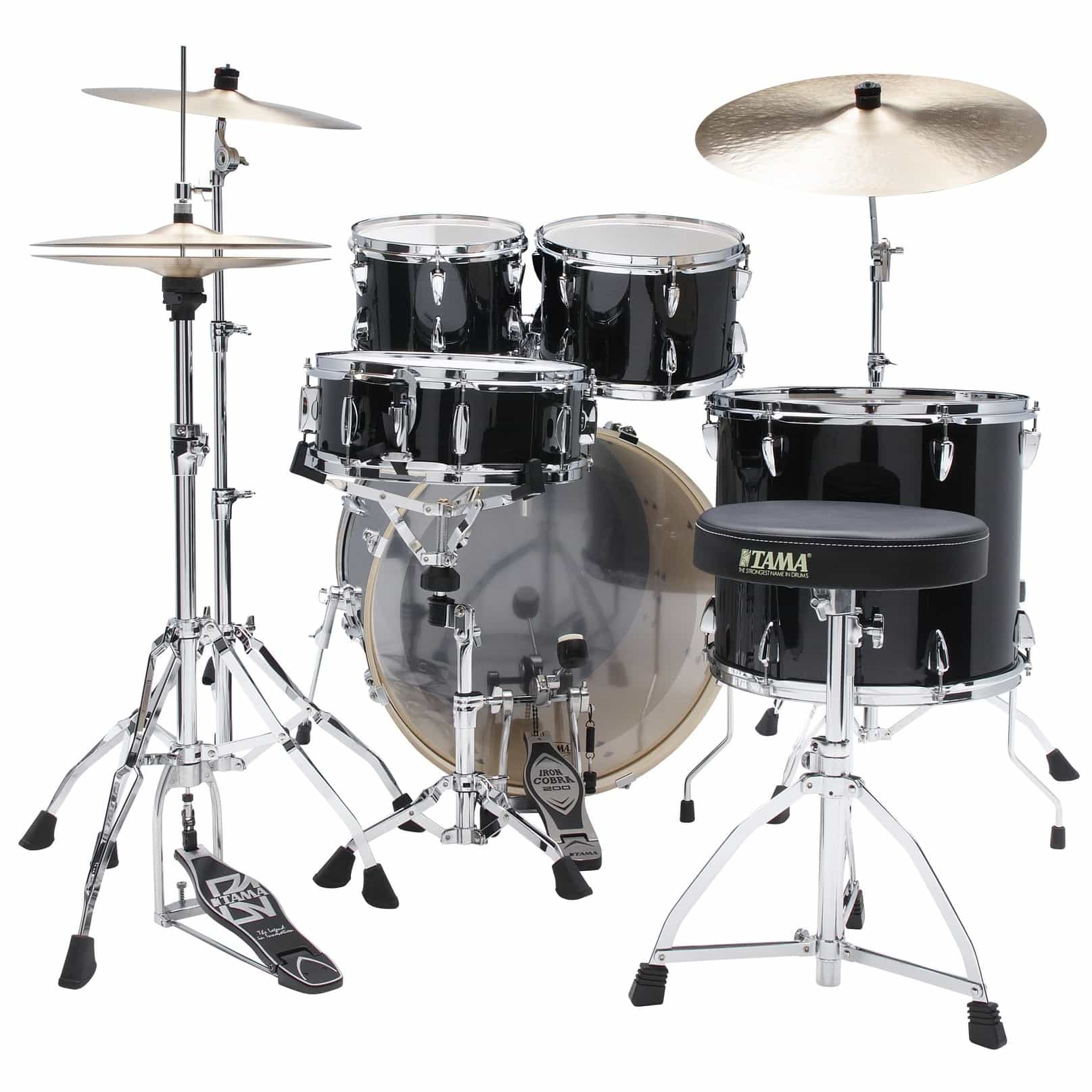 Tama IP52H6W-HBK Imperialstar Drumset 5 pcs. - Hairline Black / Chrom HW + MEINL Cymbals HCS Bronze 5