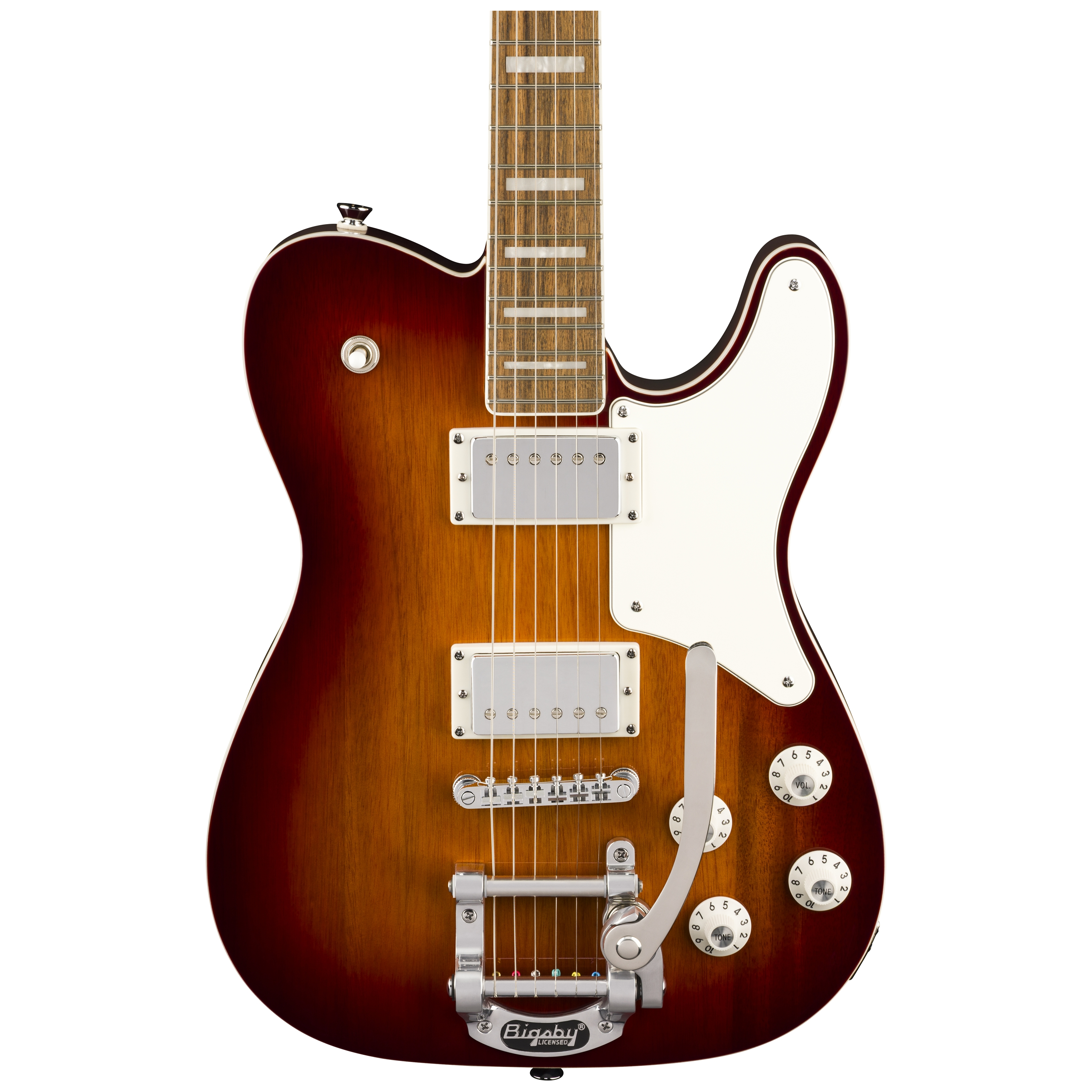 Squier by Fender Paranormal Troublemaker Telecaster DLX Bigsby LRL Parchment PG Honey Sunburst 3
