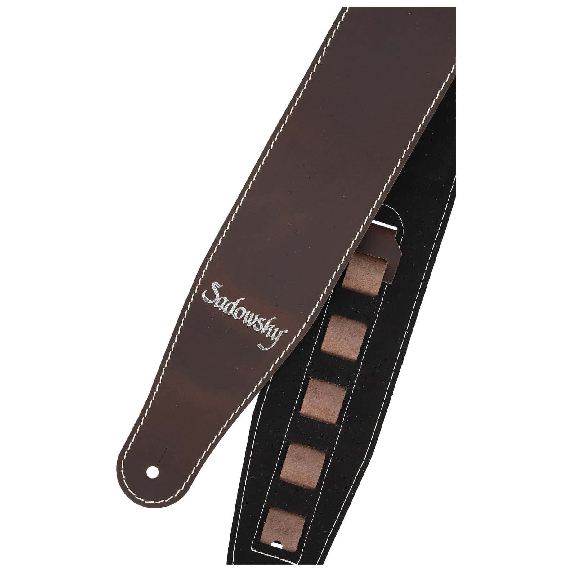 Sadowsky MetroLine Genuine Leather Bass Strap Brown, Silver 4