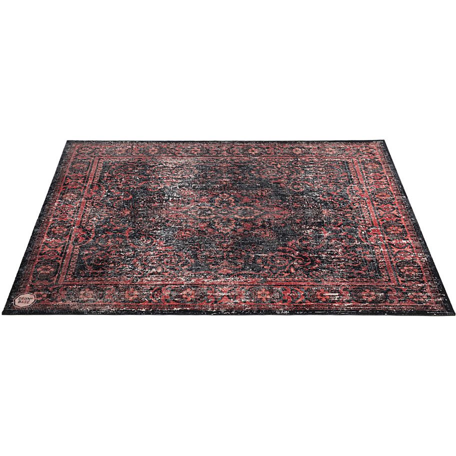 DRUMnBASE 185 x 160 cm Vintage Drum Mat Black Red