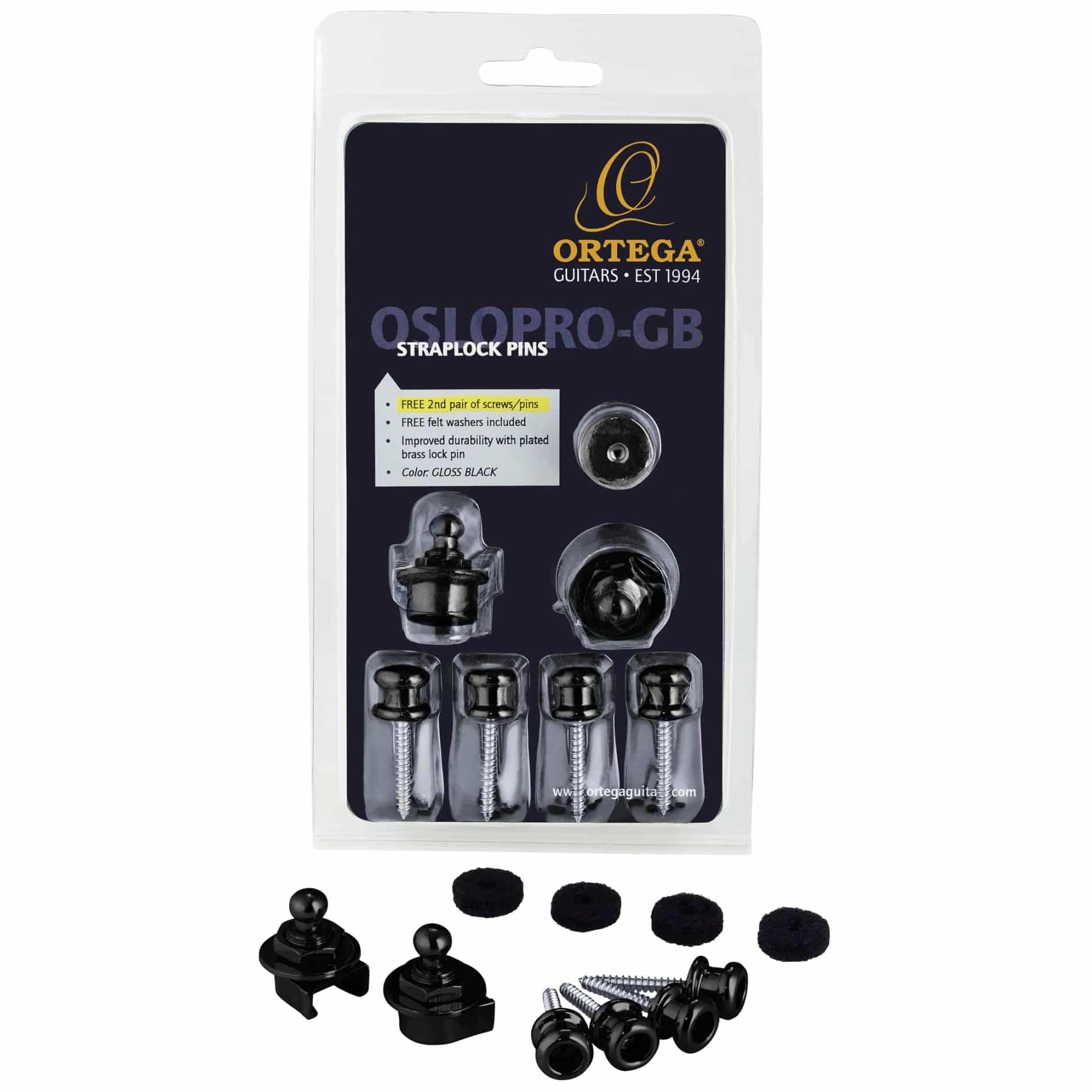 Ortega OSLOPRO-GB Strap Lock Pins Pro Gloss Black