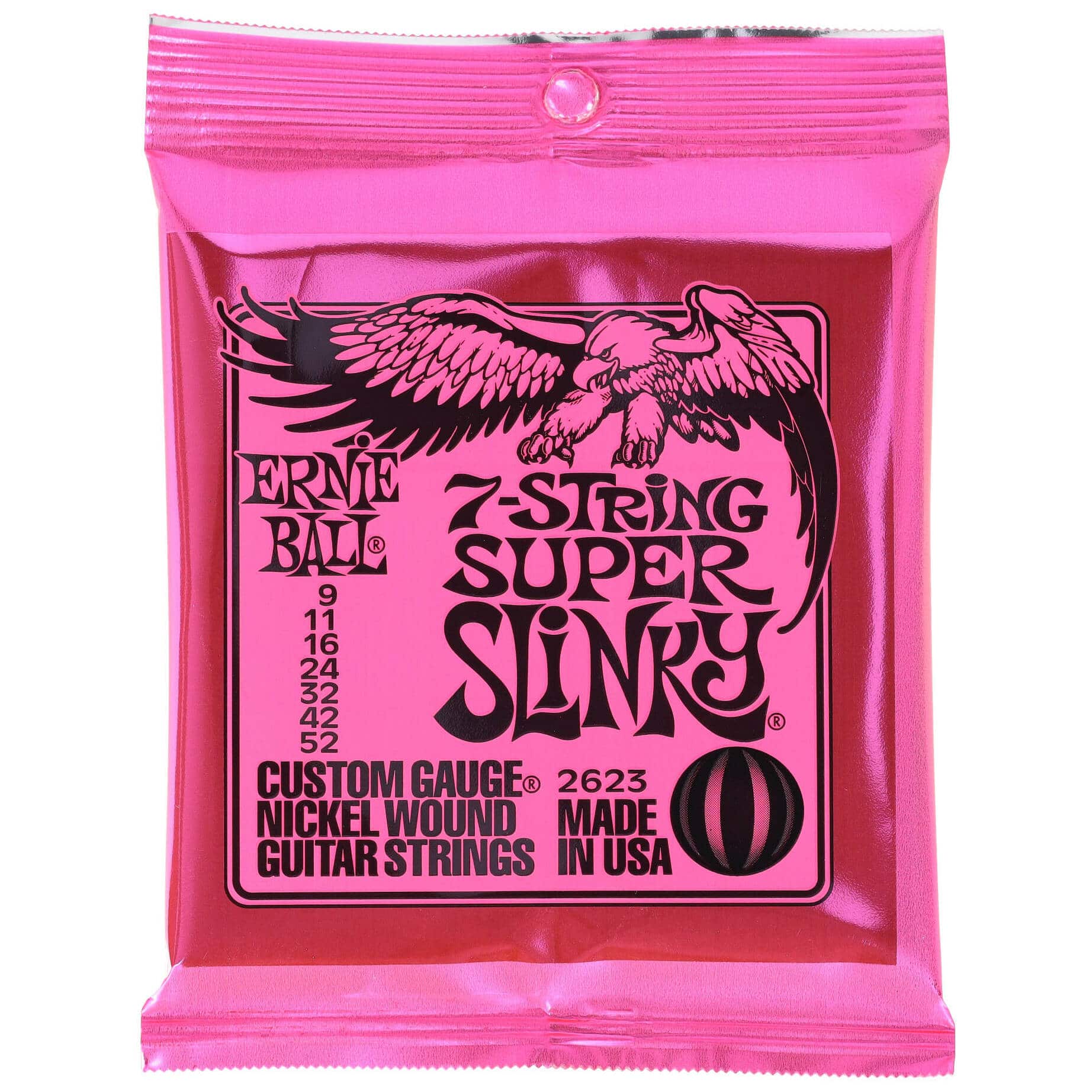 Ernie Ball 2623 7-String Super Slinky Nickel Wound Pink Pack | 009-052
