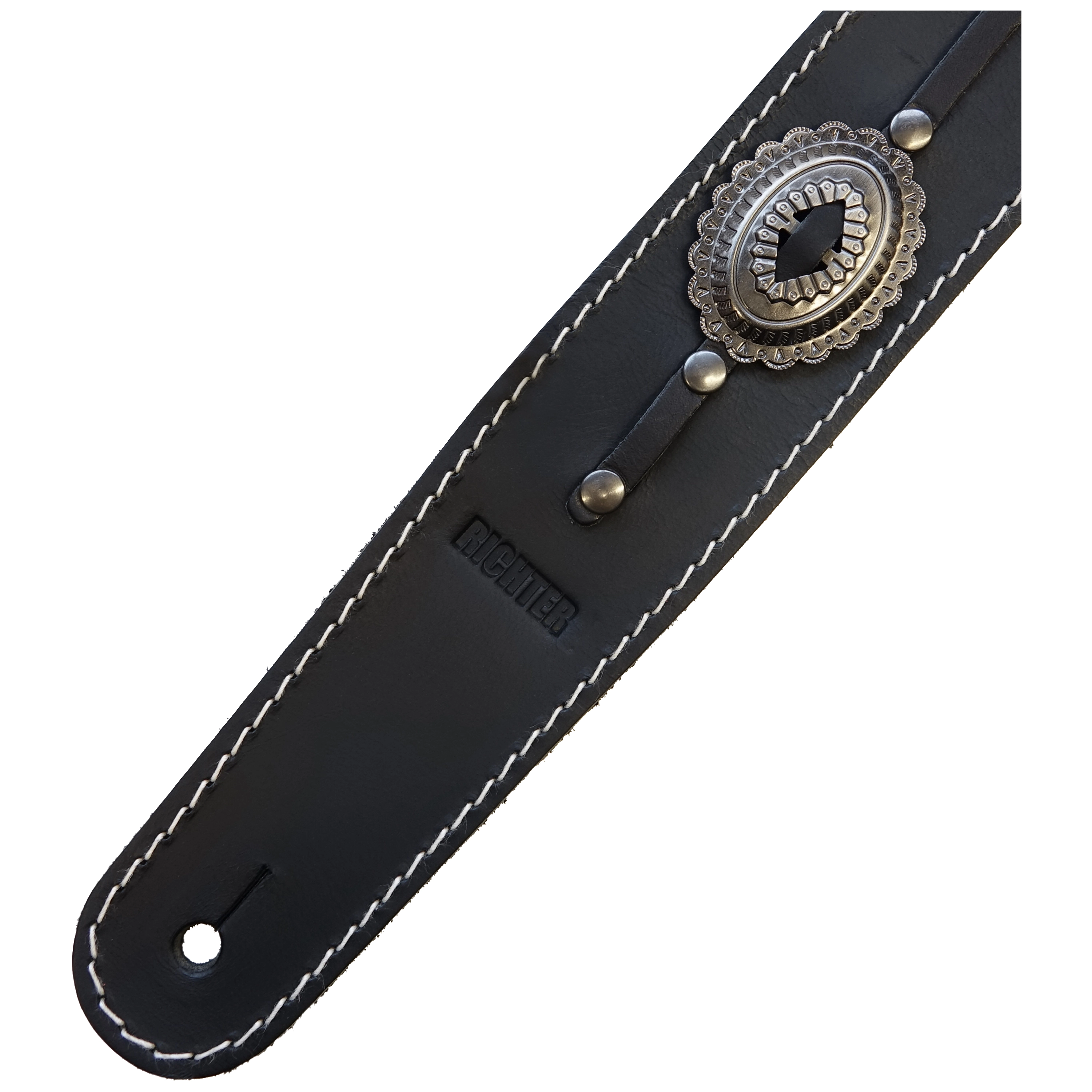 Richter Raw II Concho Gitarrengurt Black / Old Silver 3