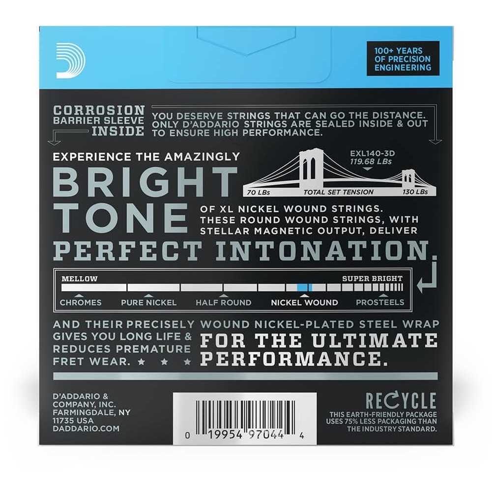 D’Addario - D’Addario EXL140-3D - XL Electric Nickel Wound 3er Pack 010-052 - 1