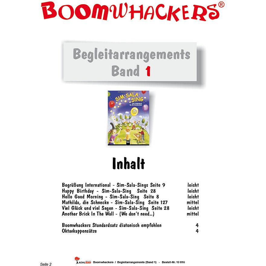  Boomwhackers Begleitarrangements Band 1 1