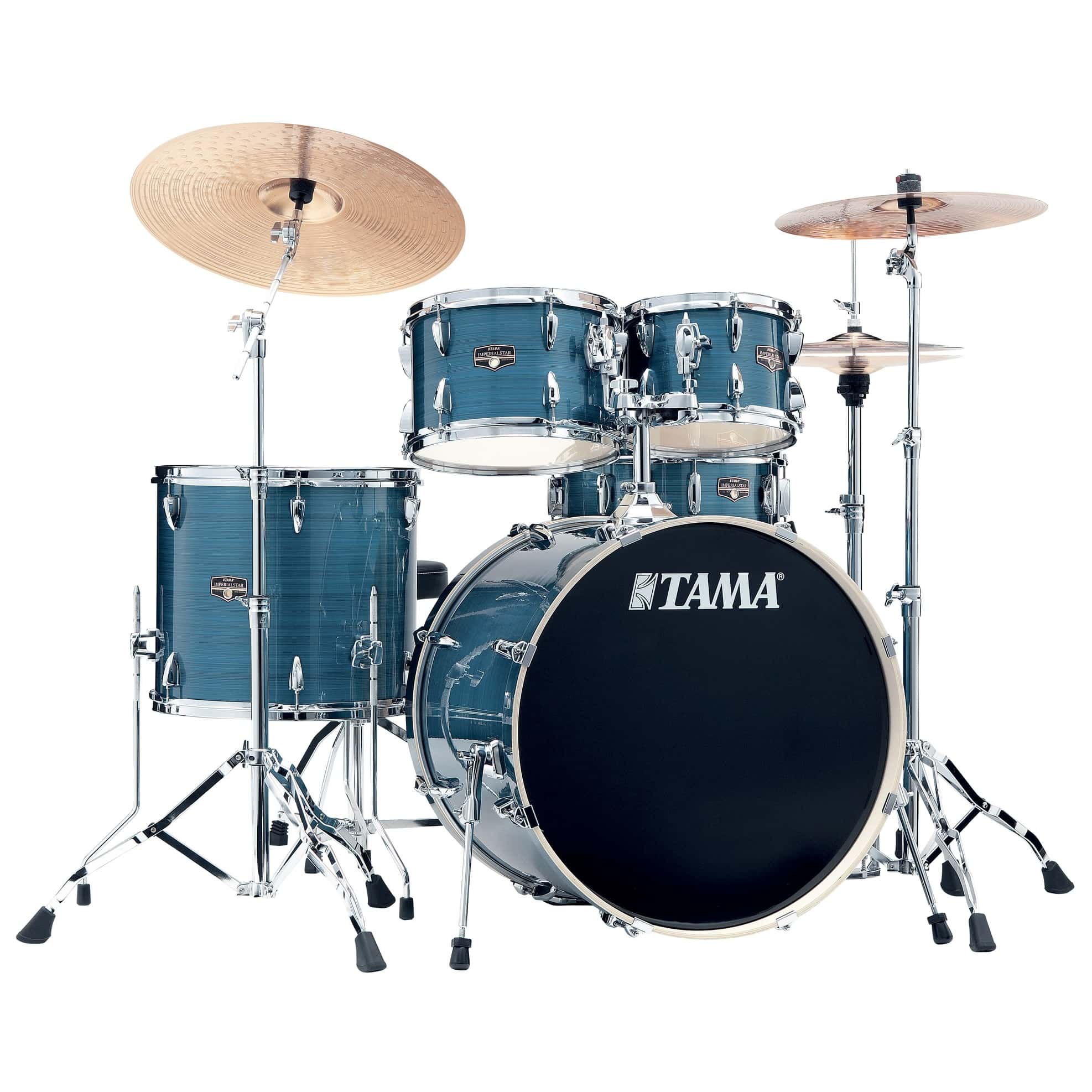 Tama IP52H6W-HLB Imperialstar Drumset 5 teilig - Hairline Blue/Chrom HW + MEINL Cymbals HCS Bronze