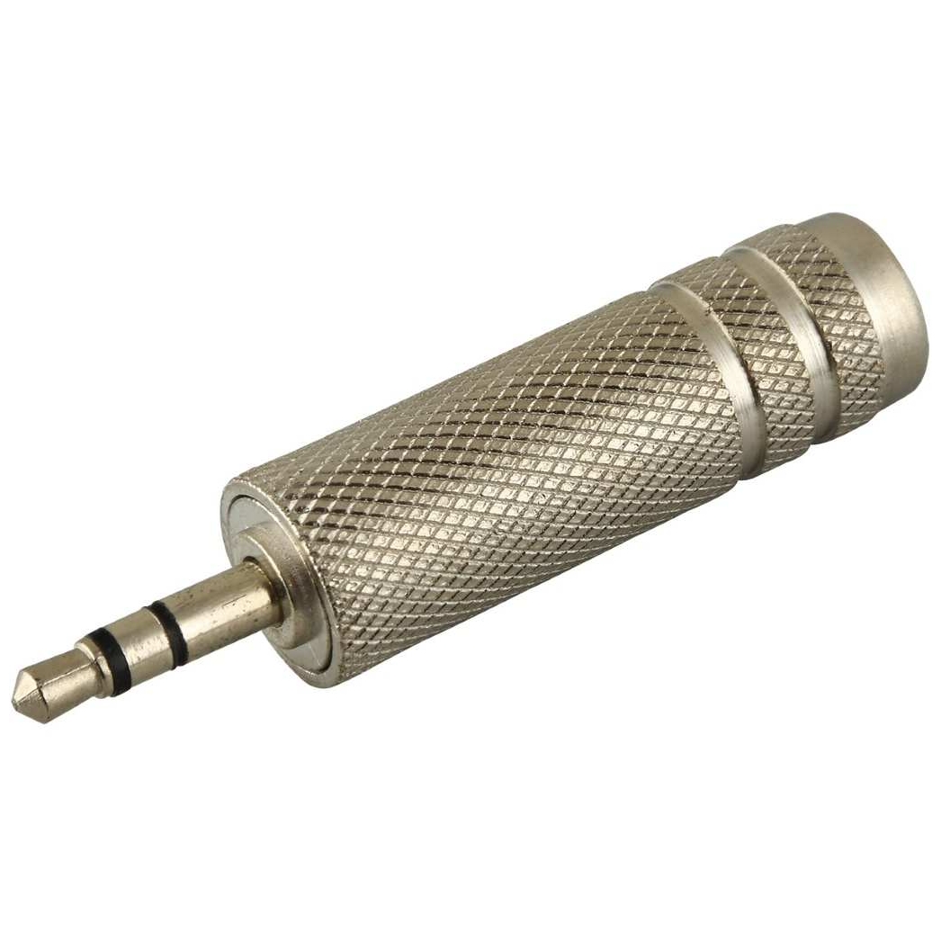 Klang Adapter Klinkenstecker 3,5 mm auf Klinkenbuchse 6,3 mm Stereo Metall