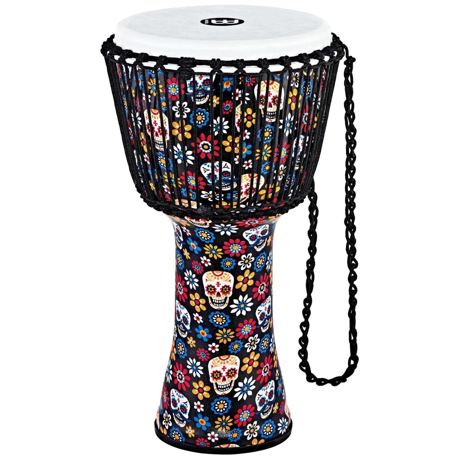 Meinl Percussion PADJ7-L-F - 12 Zoll Rope Tuned Travel Series Djembes, Synthetic Head, Day Of The Dead