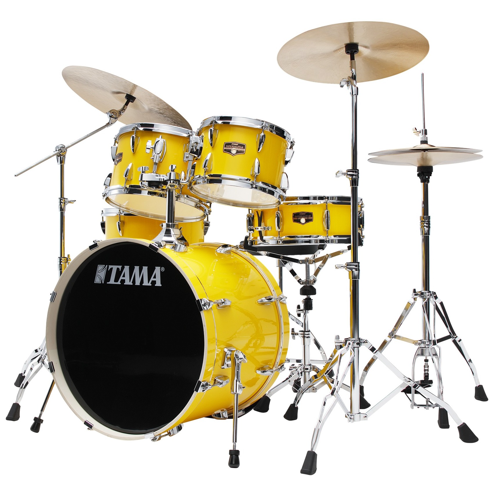 Tama IP50H6W-ELY Imperialstar Drumset 5 teilig  - Electric Yellow/Chrom HW + MEINL Cymbals HCS Bronze 6