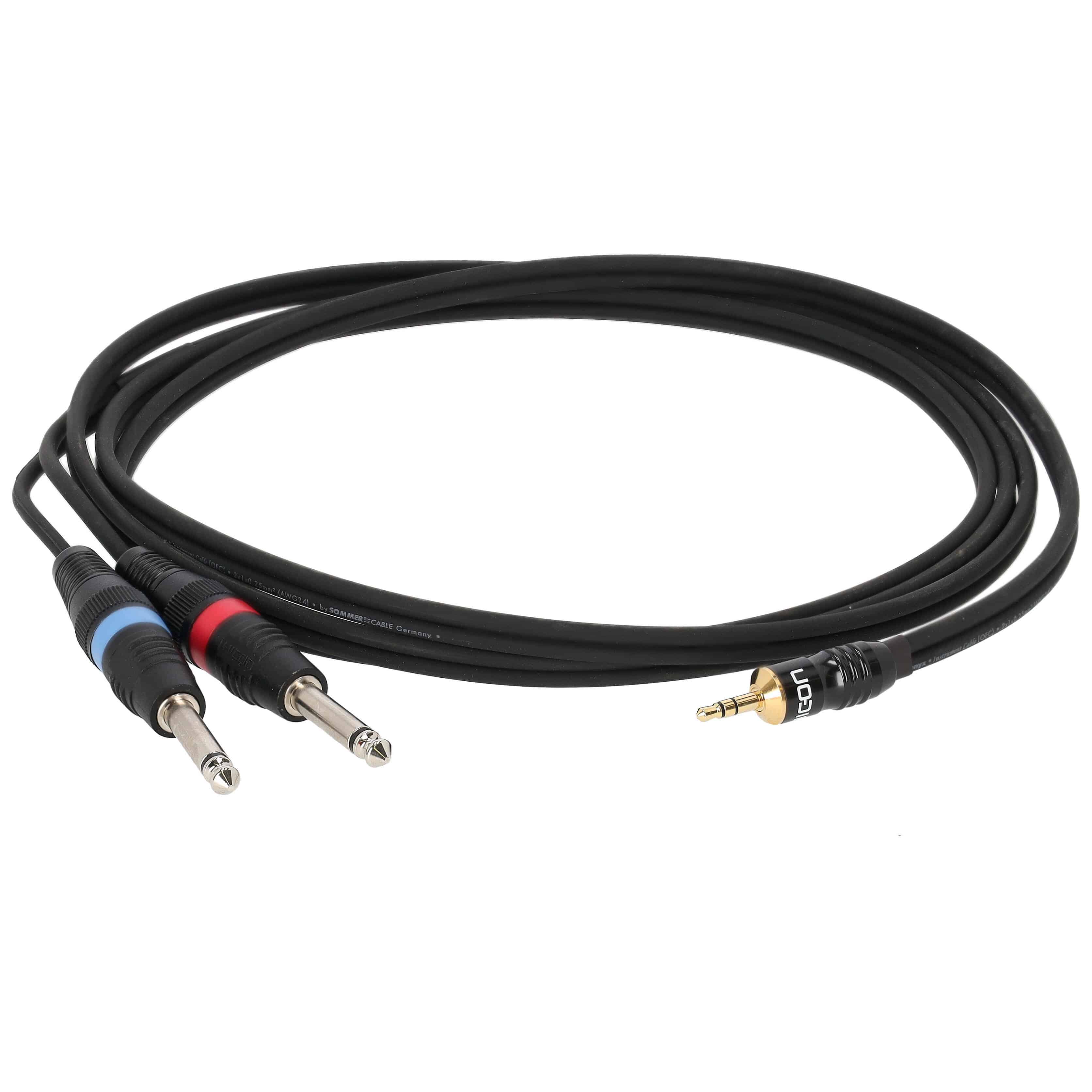 Sommer Cable ON1W-0250-SW SC-Onyx Basic Miniklinke Stereo Male - 2 x Klinke Mono 2,5 Meter 1
