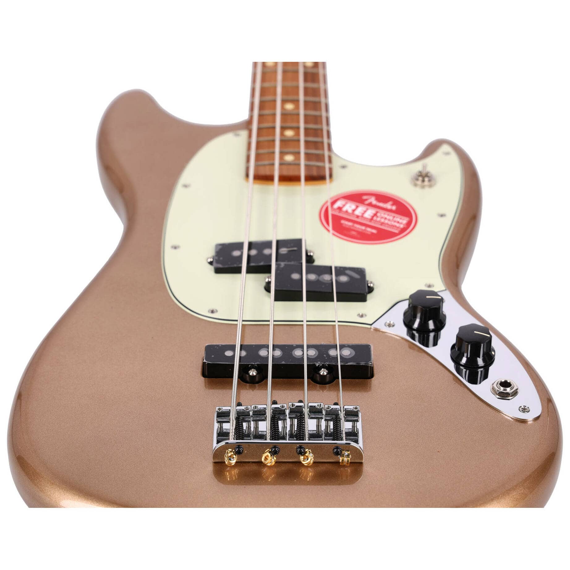 Fender Mustang Bass PJ PF Firemist Gold 4