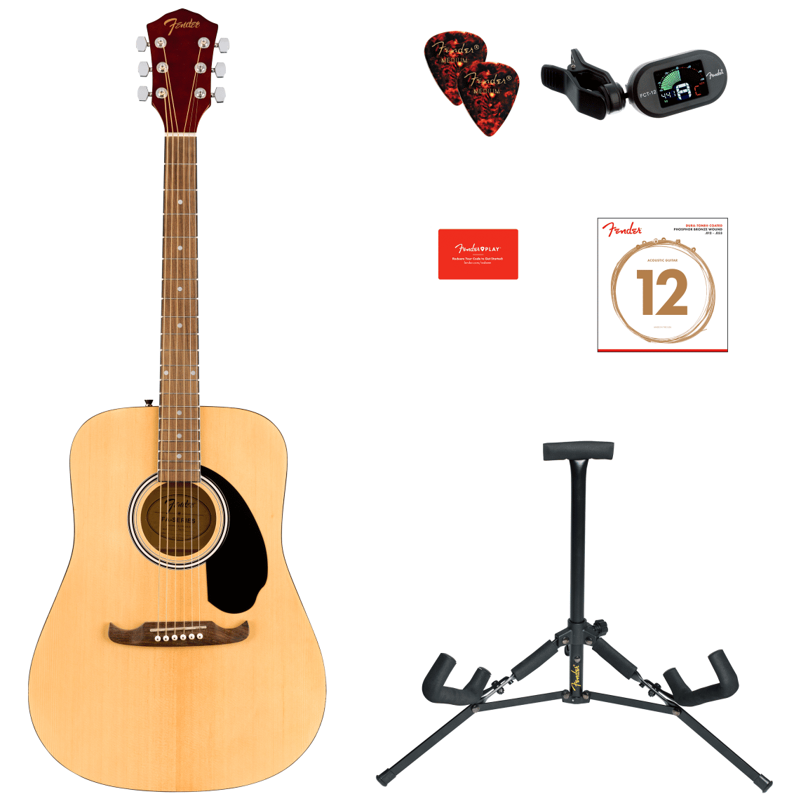 Fender FA-125 Dreadnought Acoustic Pack NAT WN