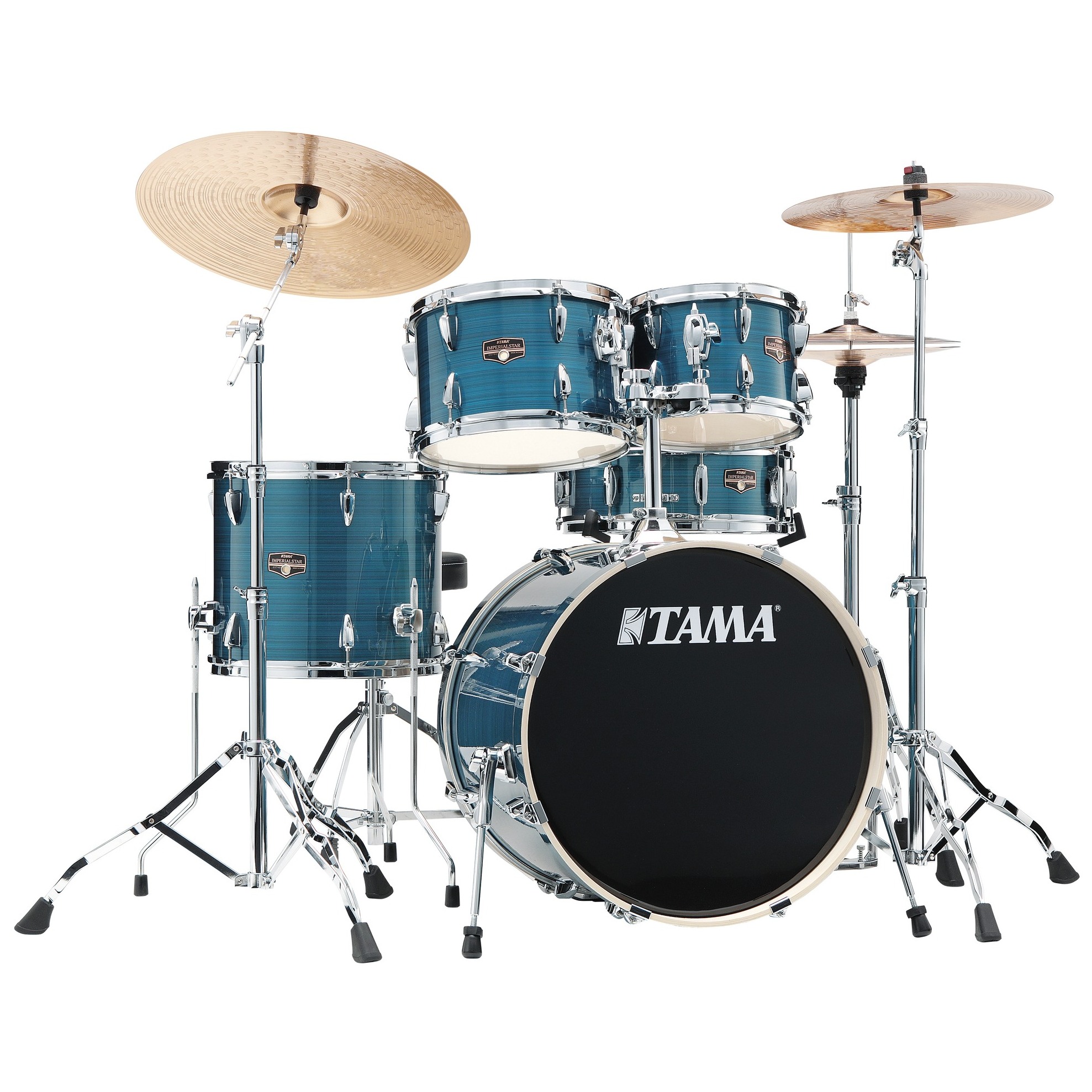 Tama IP50H6W-HLB Imperialstar Drumset 5 teilig - Hairline Blue/Chrom HW + MEINL Cymbals HCS Bronze