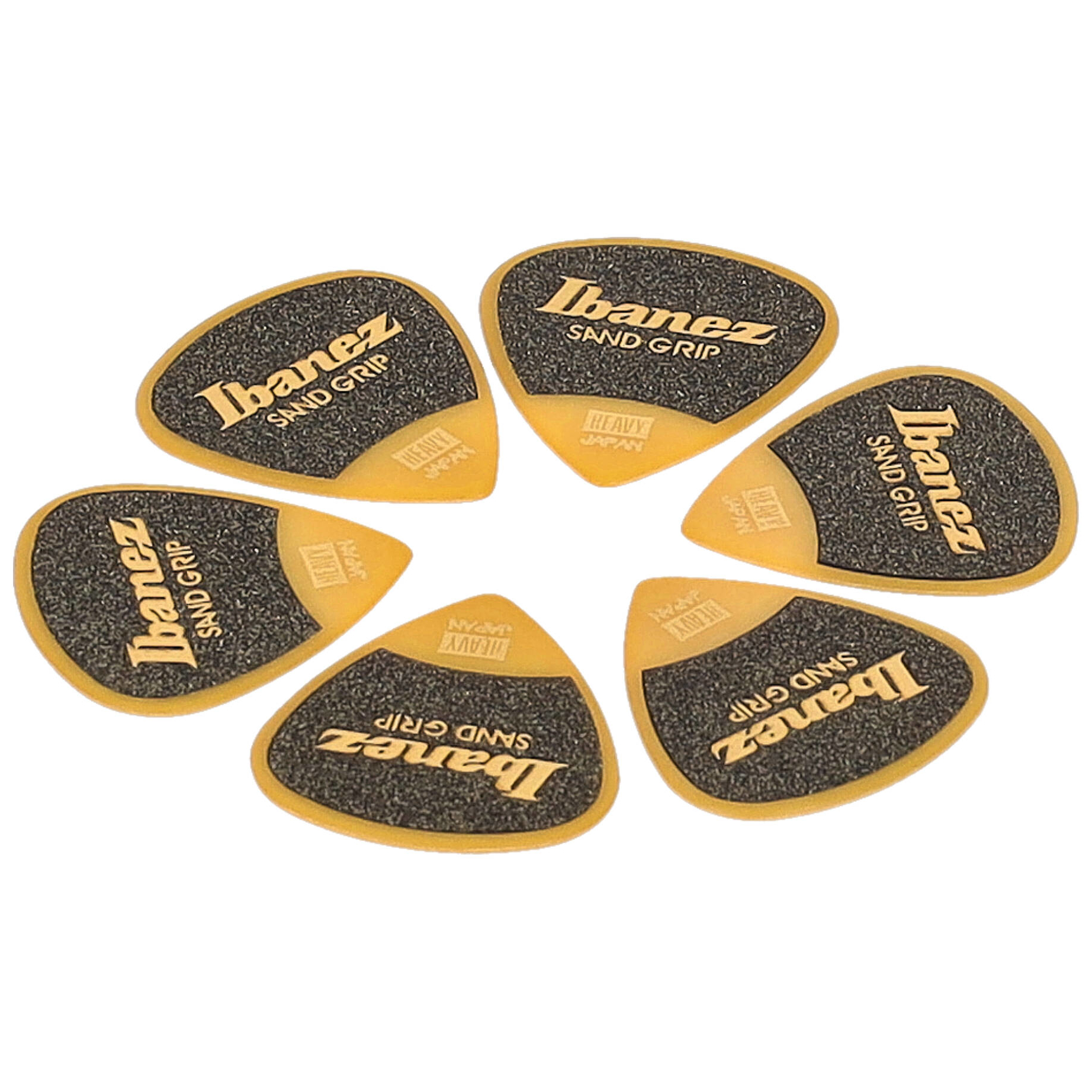 Ibanez - Ibanez PPA16HSG-YE Plektren 1,0mm Sand Grip 6 Stück Heavy Yellow