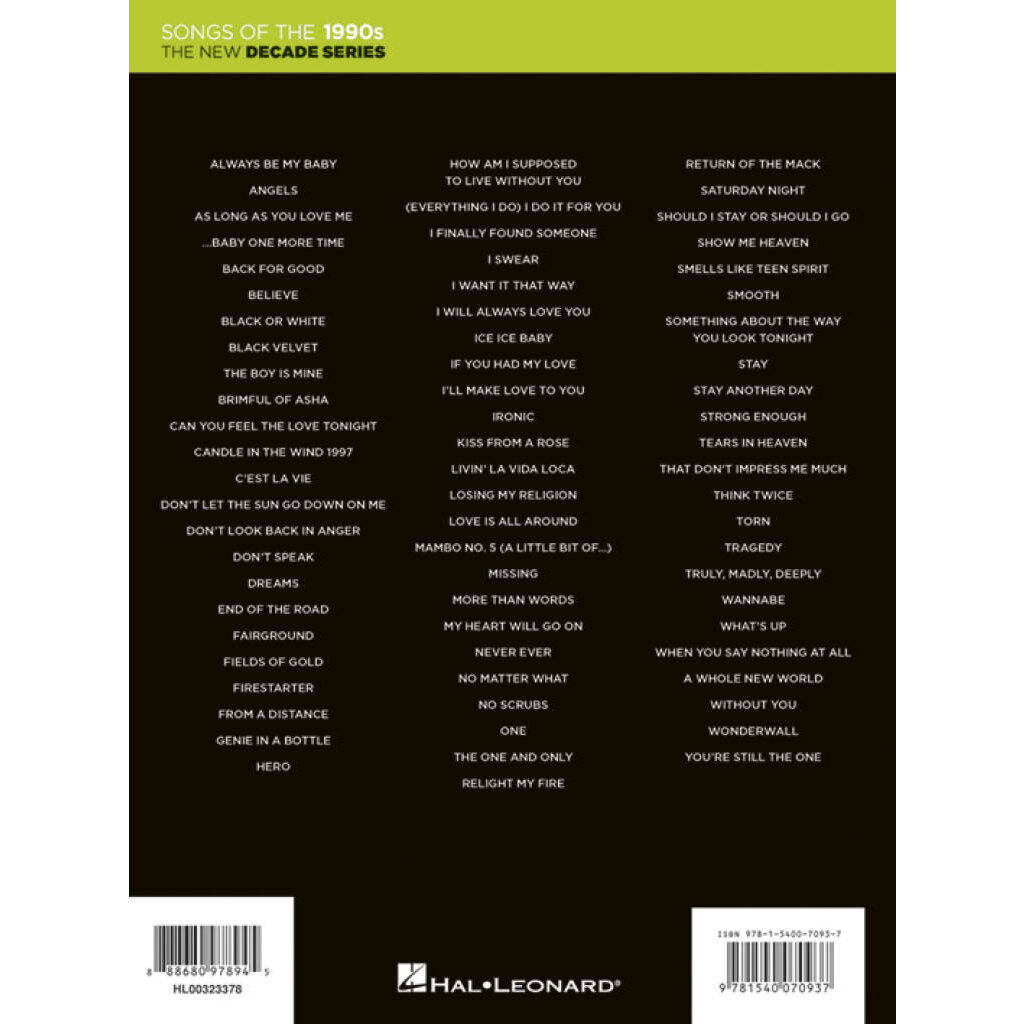 Hal Leonard The New Decade Series: Songs of the 1990s 1