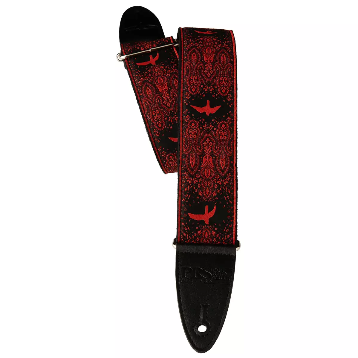 PRS 2" Guitar Strap Custom Jacquard Birds Fleur- Red