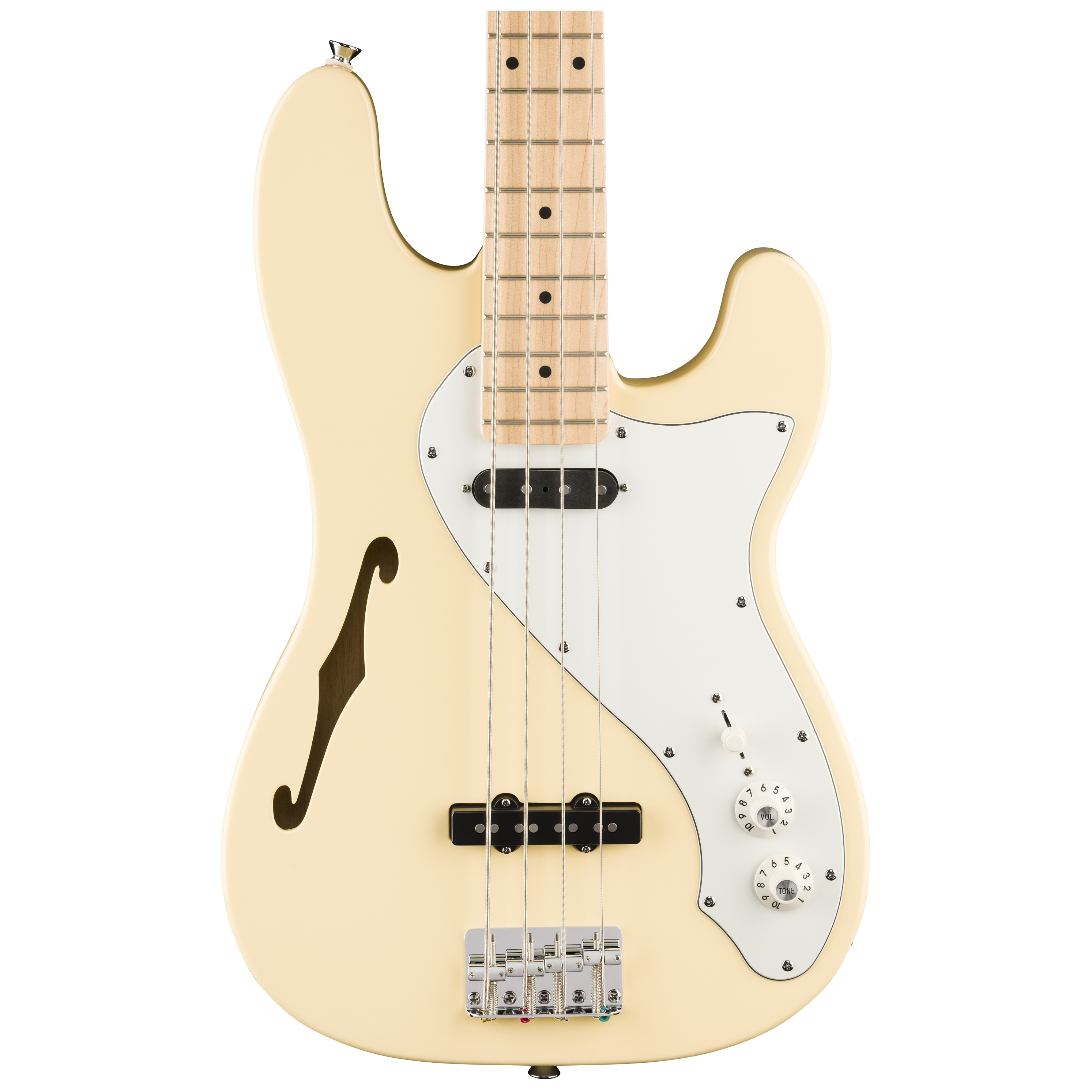 Squier by Fender Paranormal Precision Bass Thinline SJ MN Parchment PG Vintage White 3