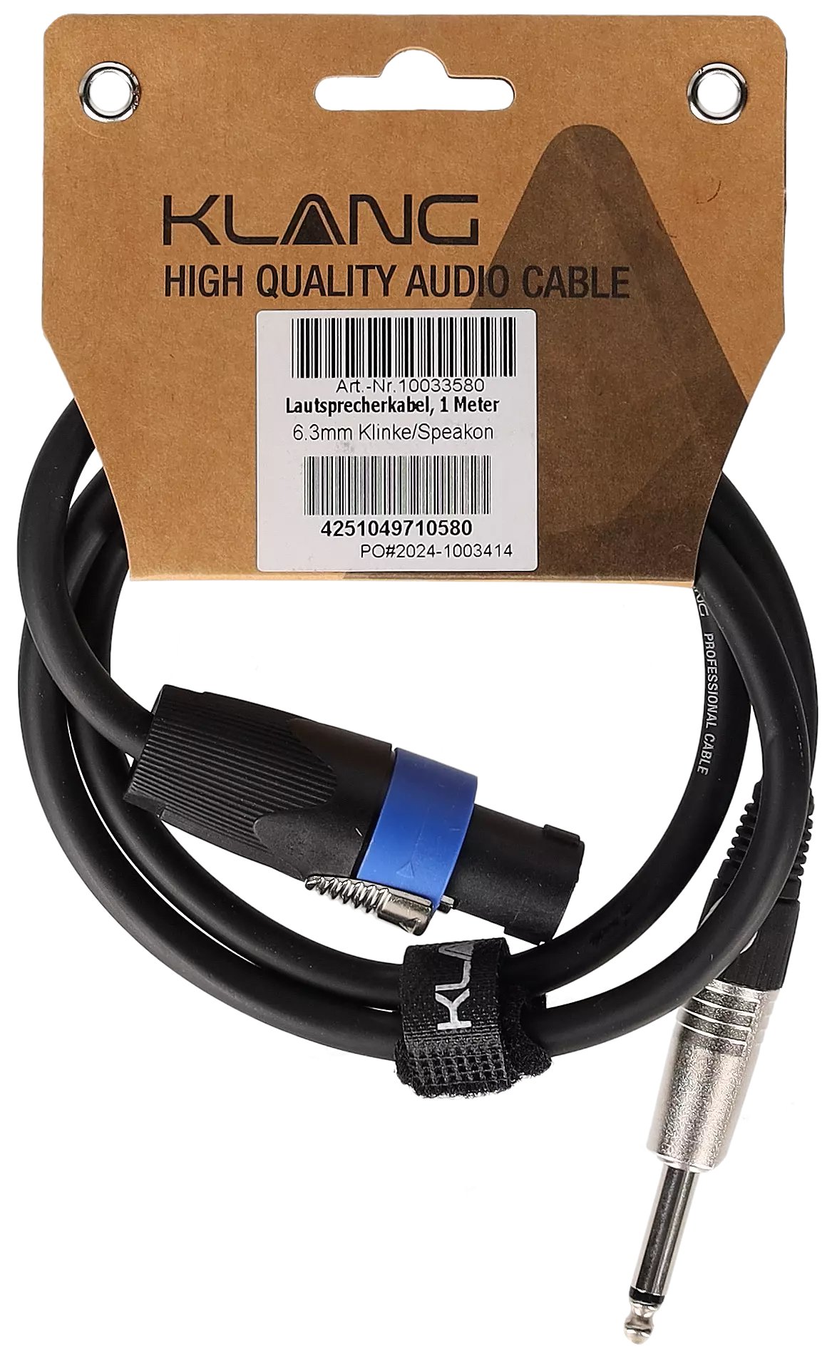 Klang Lautsprecherkabel, 1 Meter, 6,3mm Klinke / Speakon