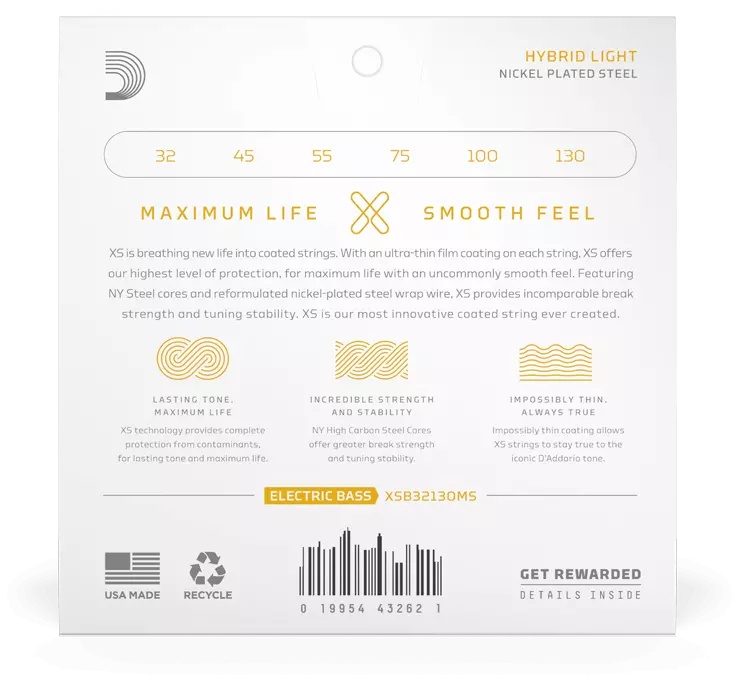 D’Addario XSB32130MS Bass Hybrid Light Multiscale 6-String 32-130 2