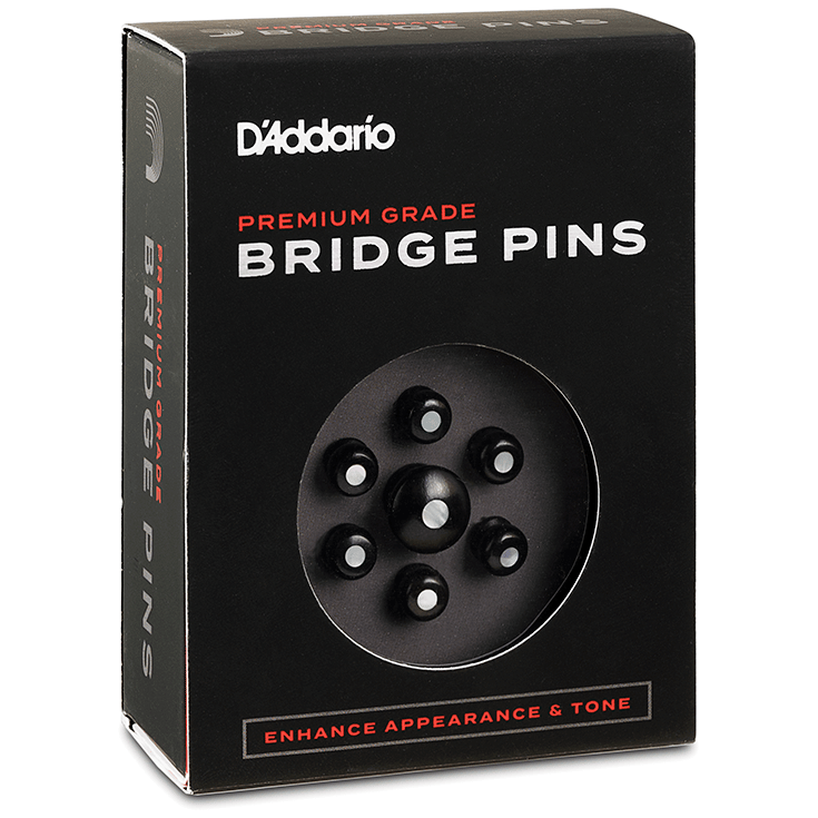 D’Addario PWPS3 Bridge-Pins mit Gurtknopf Satz aus Ebenholz mit Perlen-Inlay 1