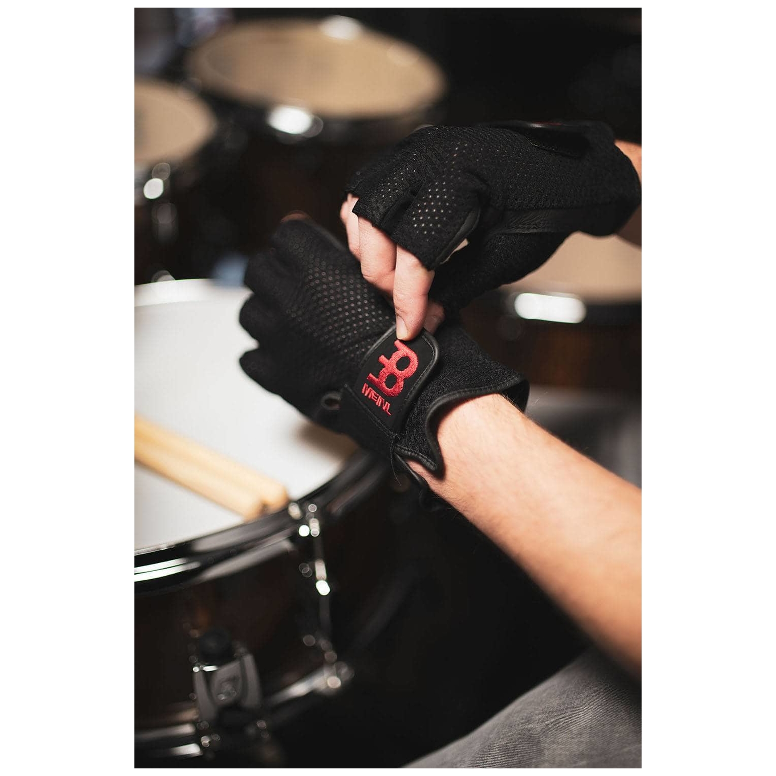 Image of Meinl cymbals mdgfl l  drummer gloves fingerless, large 10023900 4