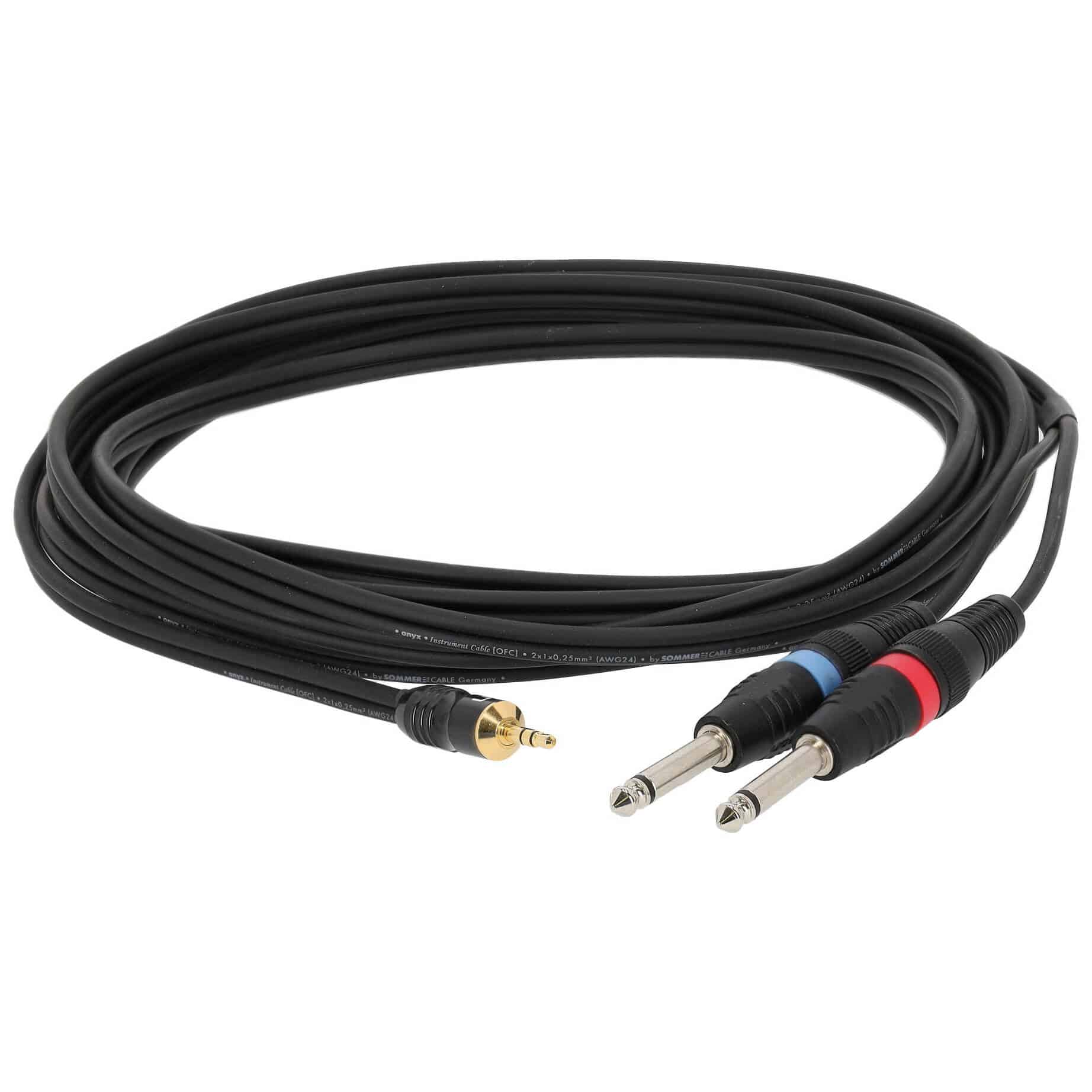 Sommer Cable ON1W-0500-SW SC-Onyx Basic Miniklinke Stereo Male - 2 x Klinke Mono 5 Meter 1