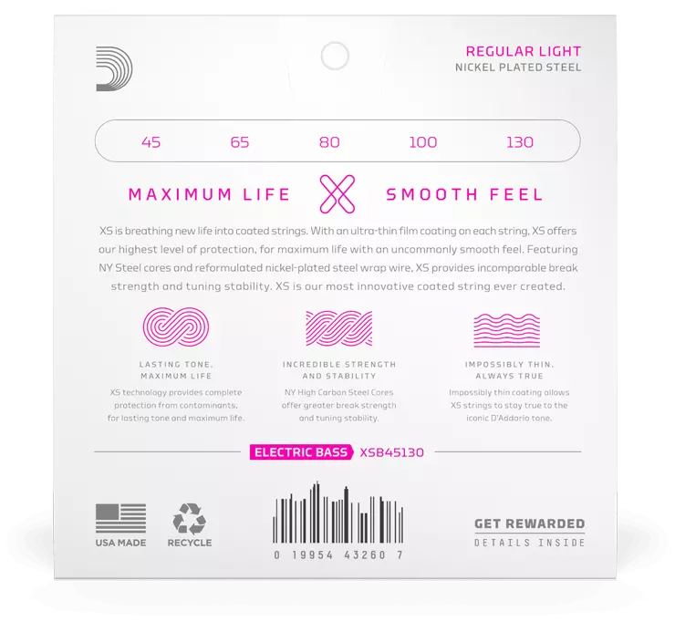 D’Addario XSB45130 Bass Regular Light Long Scale 5-String 45-130 2