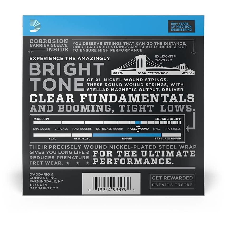 D’Addario - D’Addario EXL170-5TP - XL 5-String Bass Nickel Wound, Long Scale 45-130, 2er Pack - 1